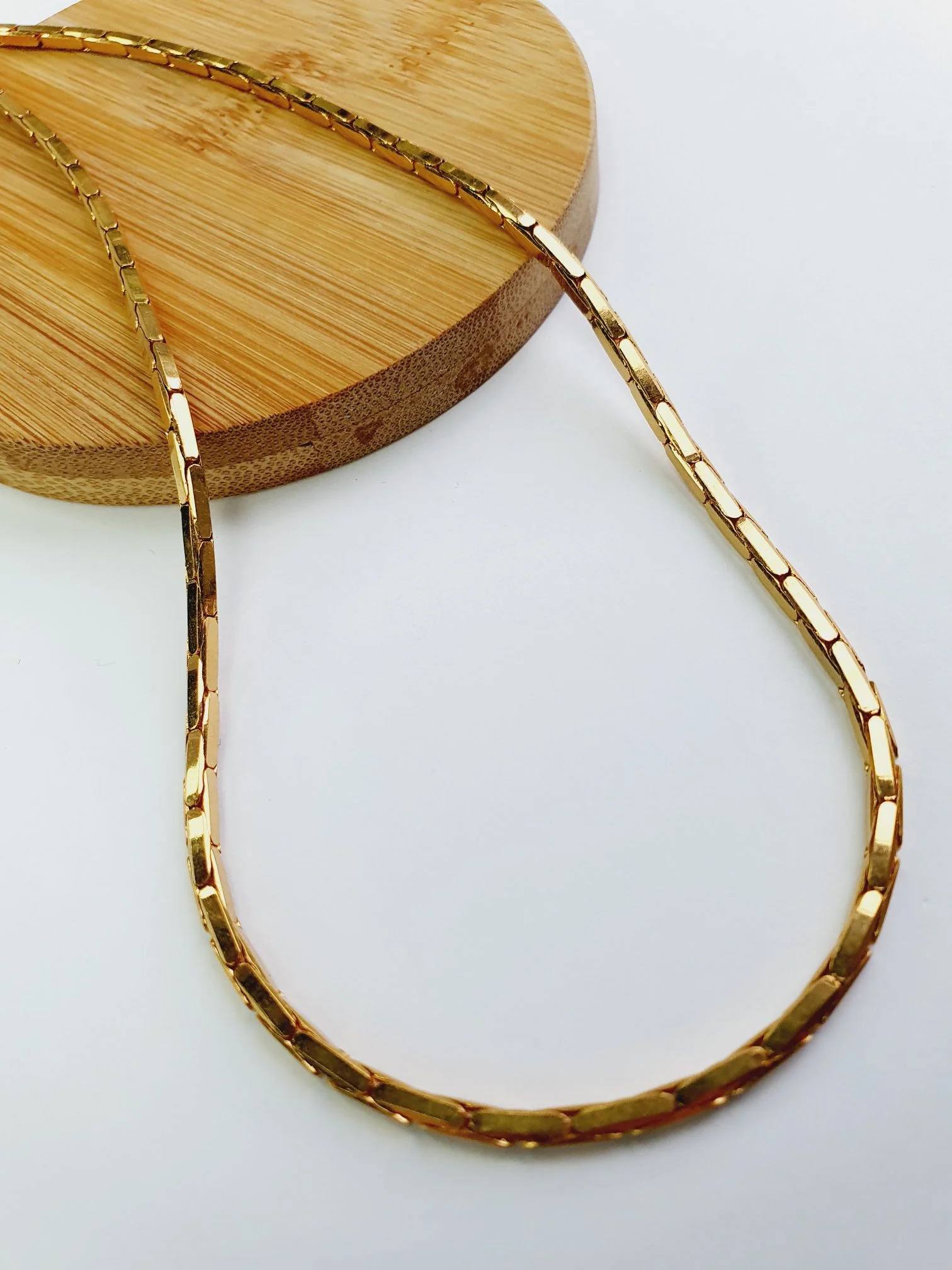 Vintage Gold Plated Square Chain Necklace - Image 4