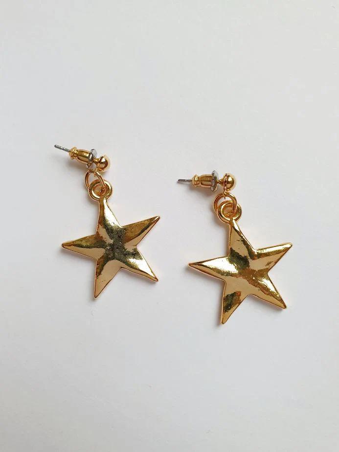 Vintage Gold Plated Star Drop Earrings - Image 2