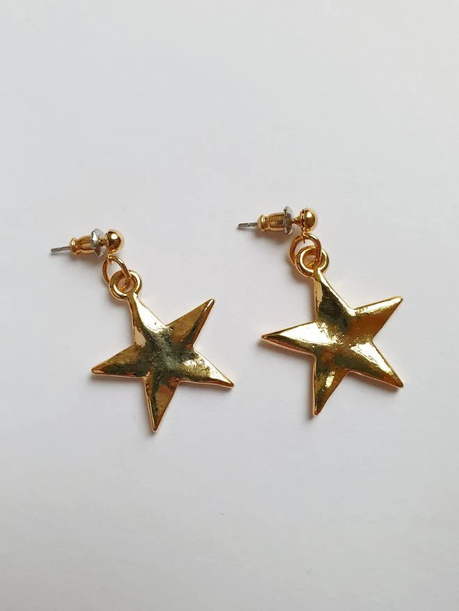 Vintage Gold Plated Star Drop Earrings - Image 4