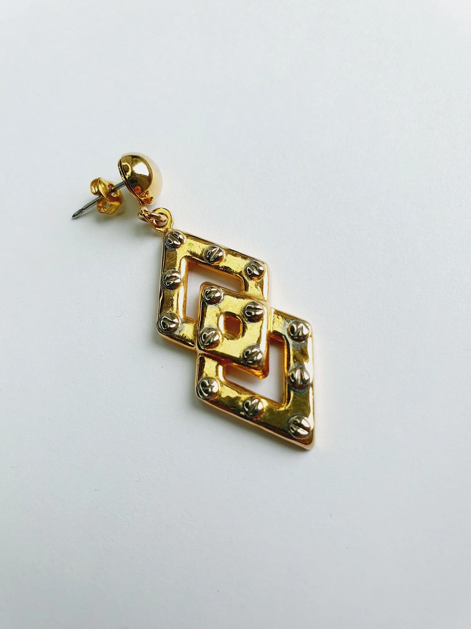Vintage Gold Plated Statement Drop Earrings - Image 4