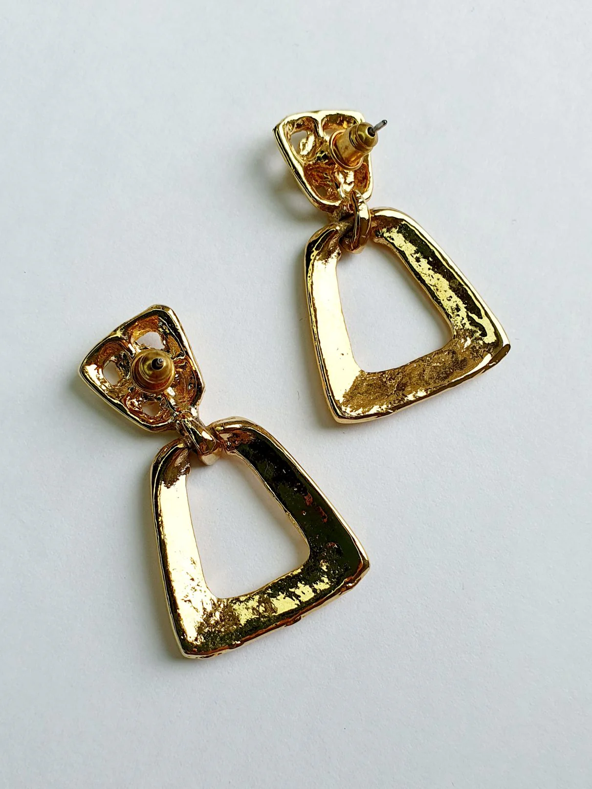 Vintage Gold Plated Statement Stud Earrings - Image 5
