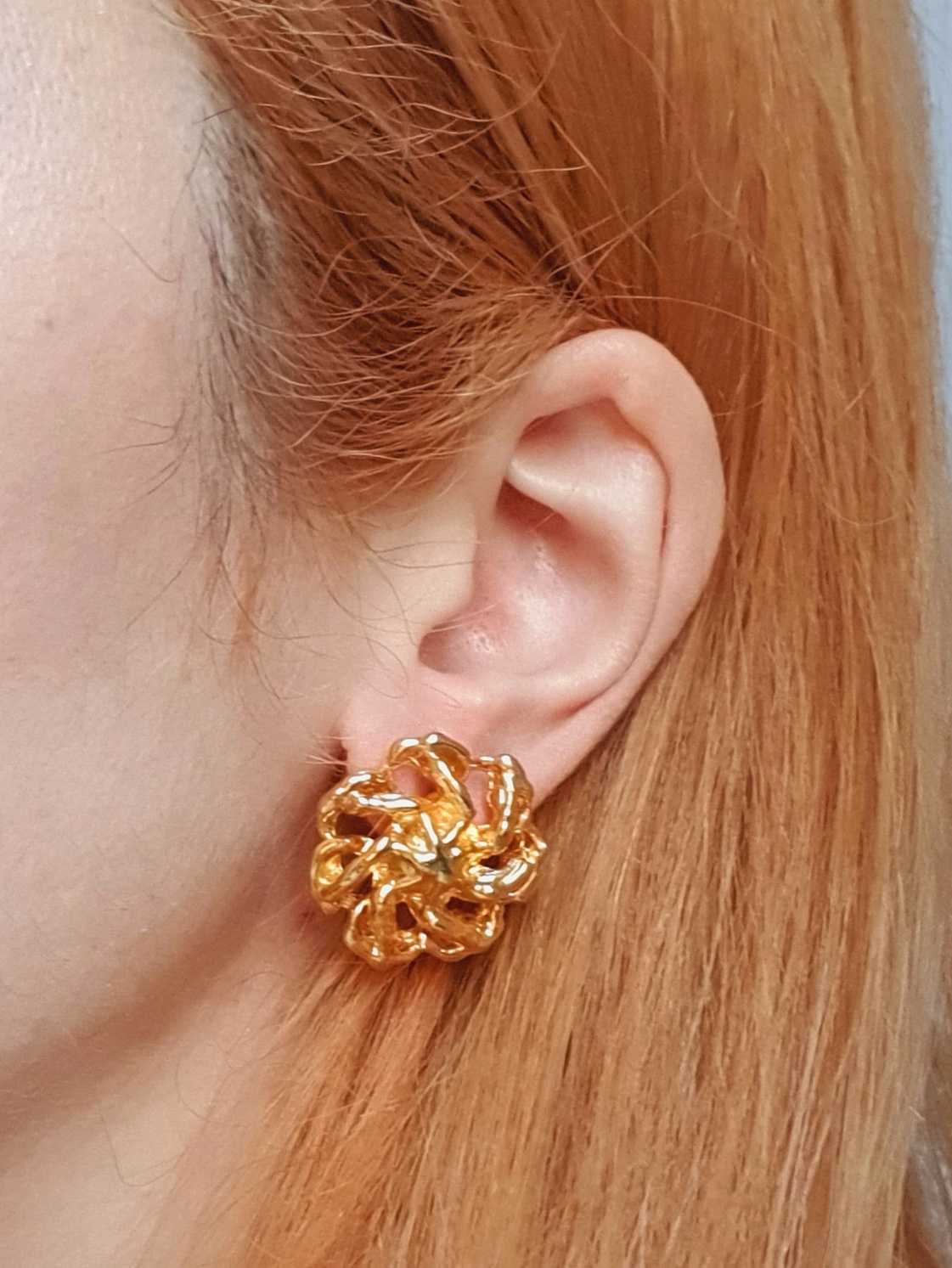 Vintage Gold Plated Statement Stud Earrings - Image 2