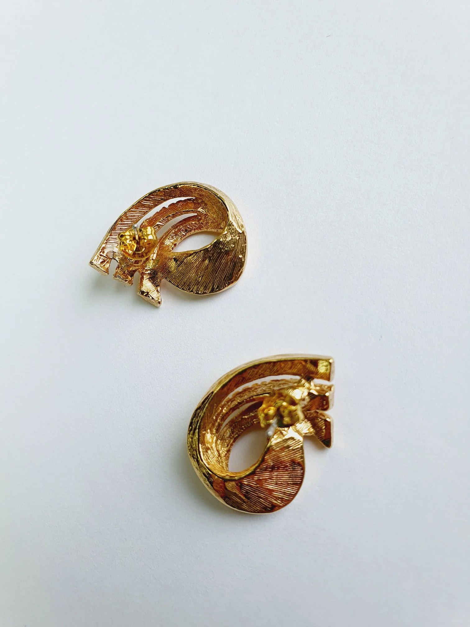 Vintage Gold Plated Statement Stud Earrings - Image 4