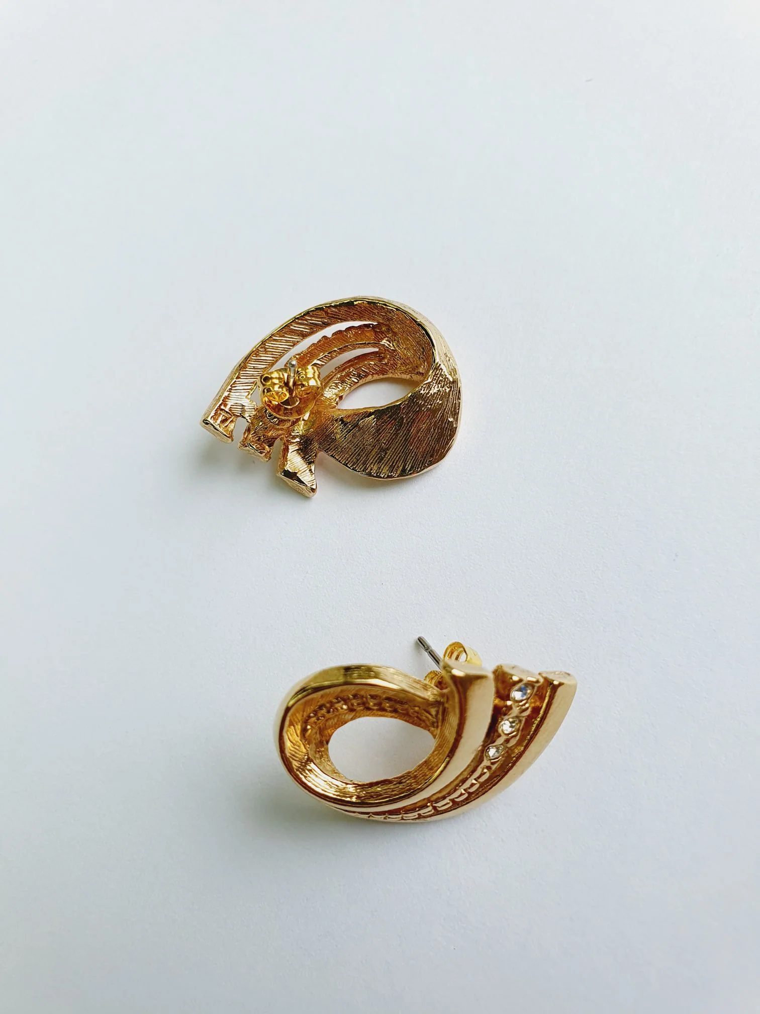 Vintage Gold Plated Statement Stud Earrings - Image 5