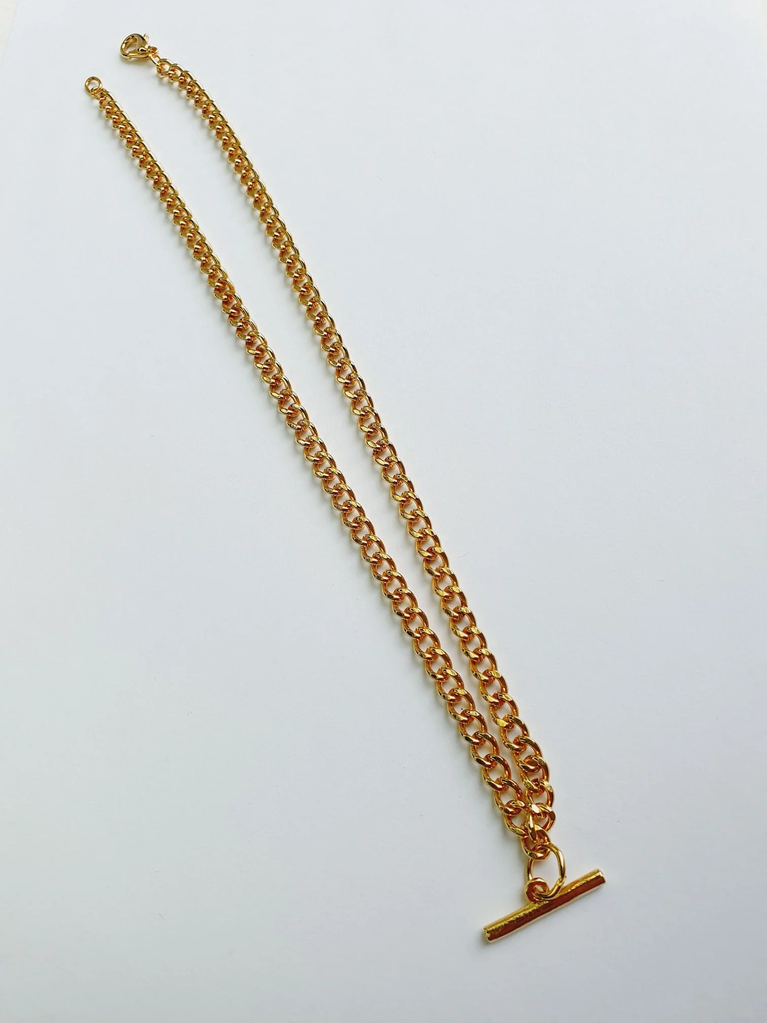 Vintage Gold Plated T-bar Chain Necklace - Image 5