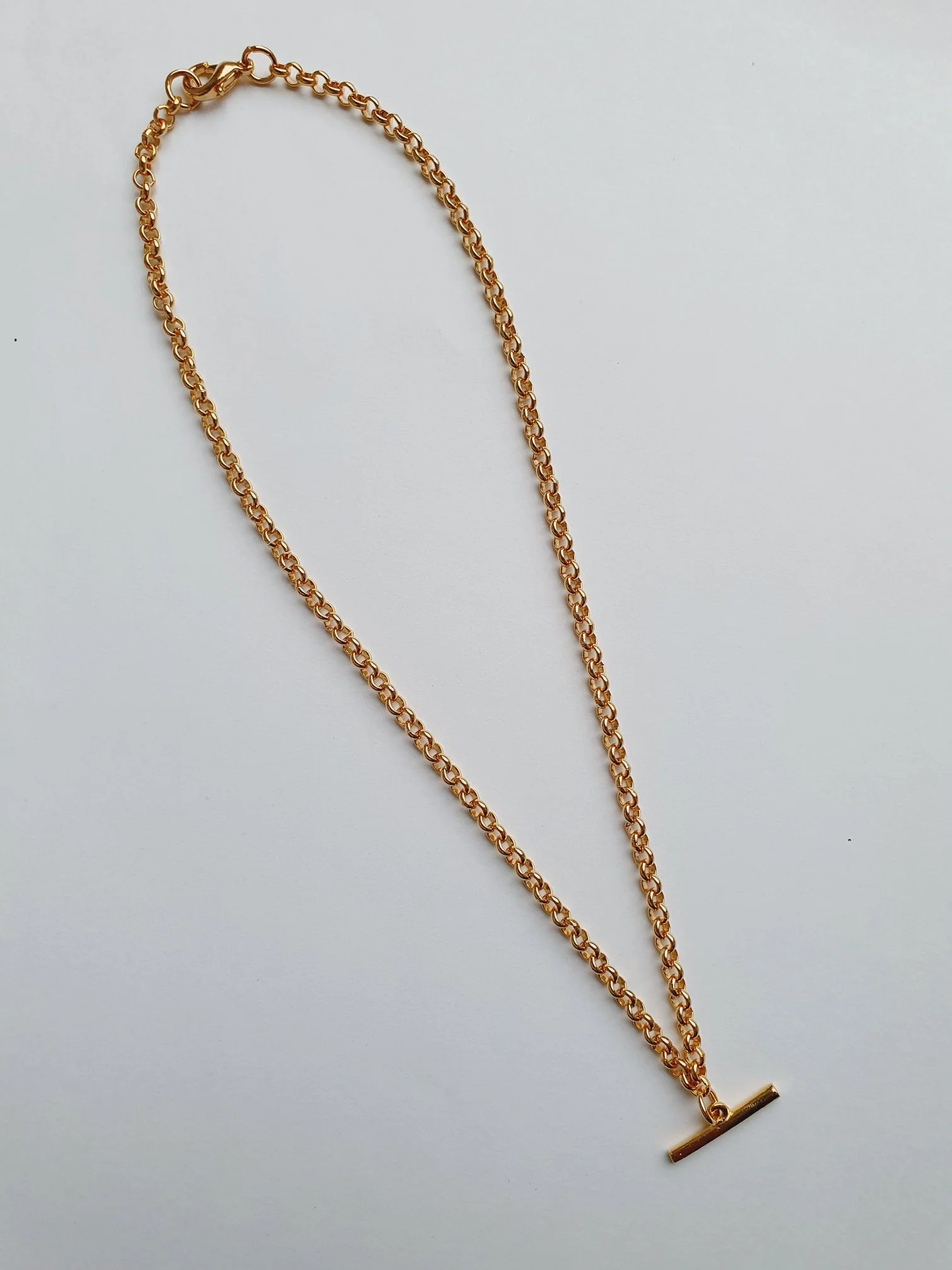 Vintage Gold Plated T-bar Rolo Chain Necklace - Image 3