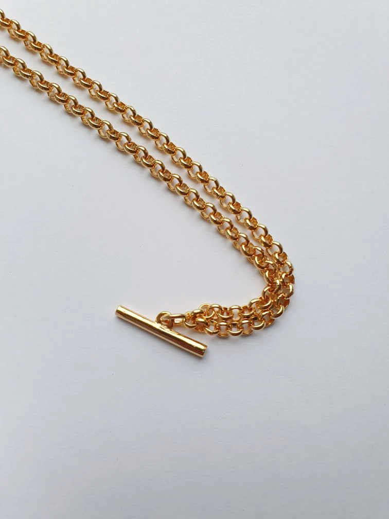 Vintage Gold Plated T-bar Rolo Chain Necklace - Image 5