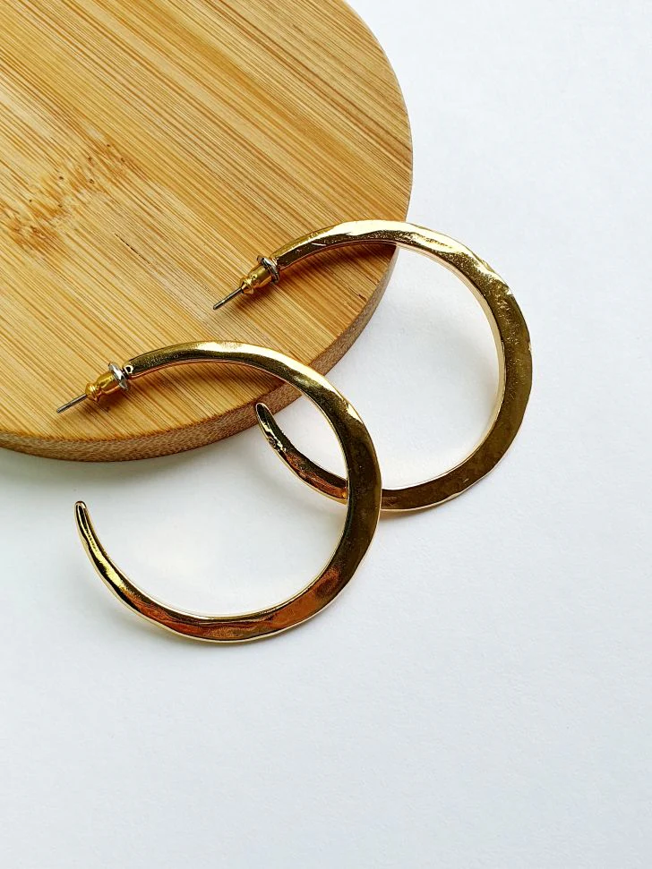 Vintage Gold Plated Textured Hoops
