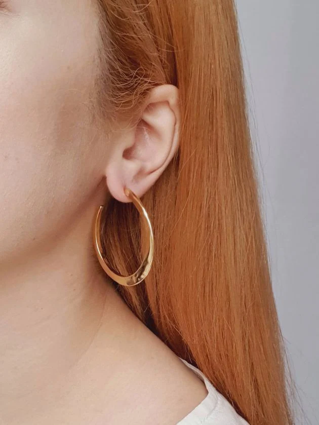 Vintage Gold Plated Textured Hoops - Image 2