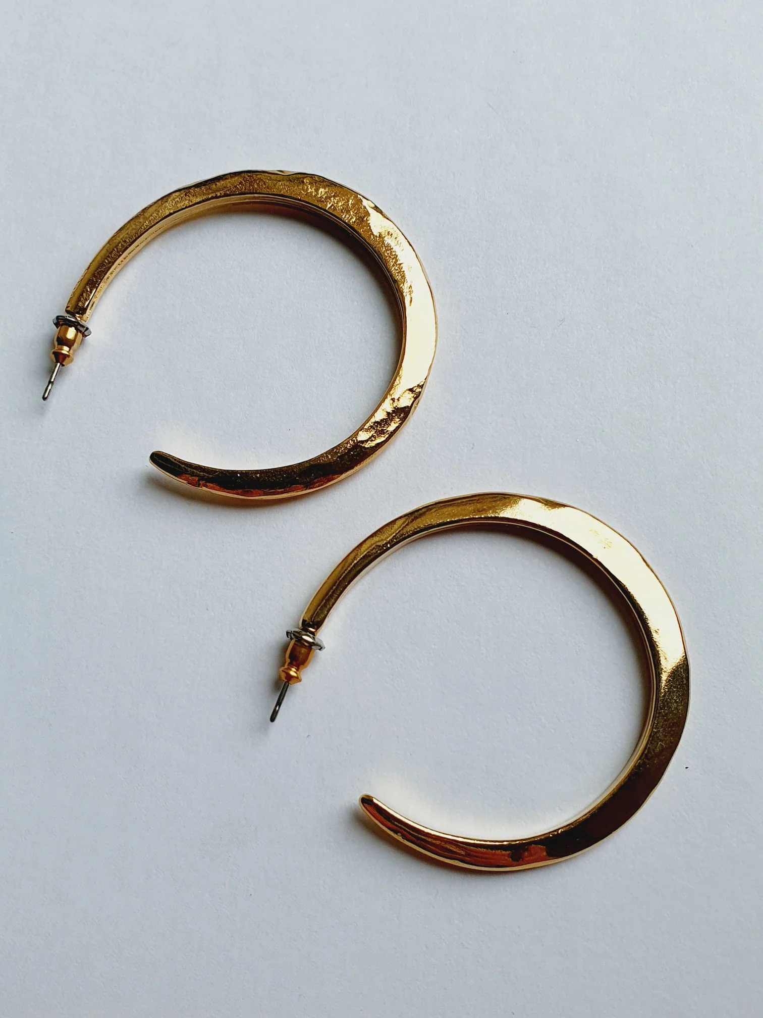 Vintage Gold Plated Textured Hoops - Image 4