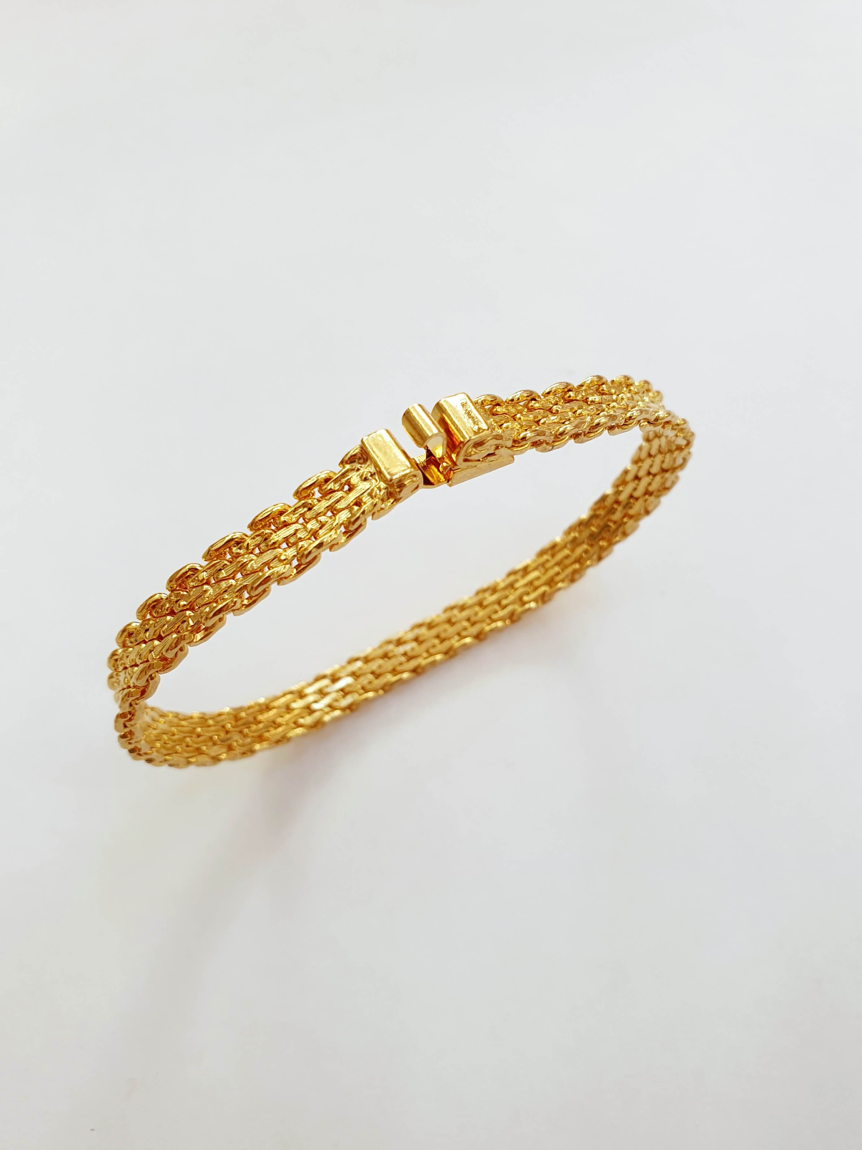 Vintage Gold Plated Textured Mesh Chain Bracelet