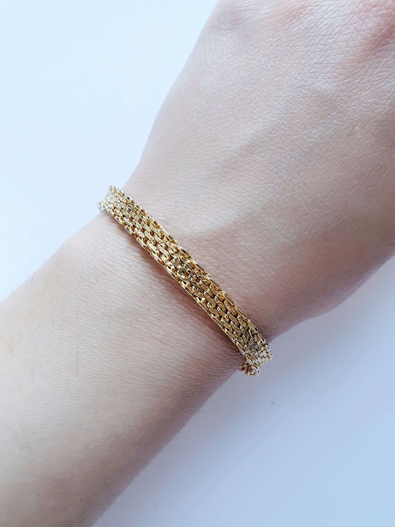 Vintage Gold Plated Textured Mesh Chain Bracelet - Image 2