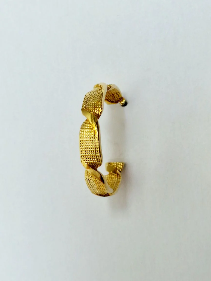 Vintage Gold Plated Textured Twist Hoop Earrings - Image 5