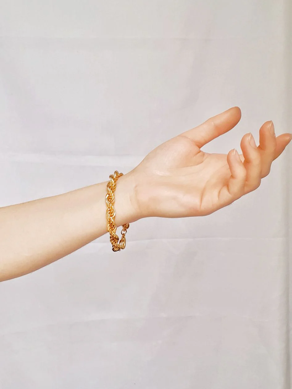 Vintage Gold Plated Thick Rope Chain Bracelet - Image 2