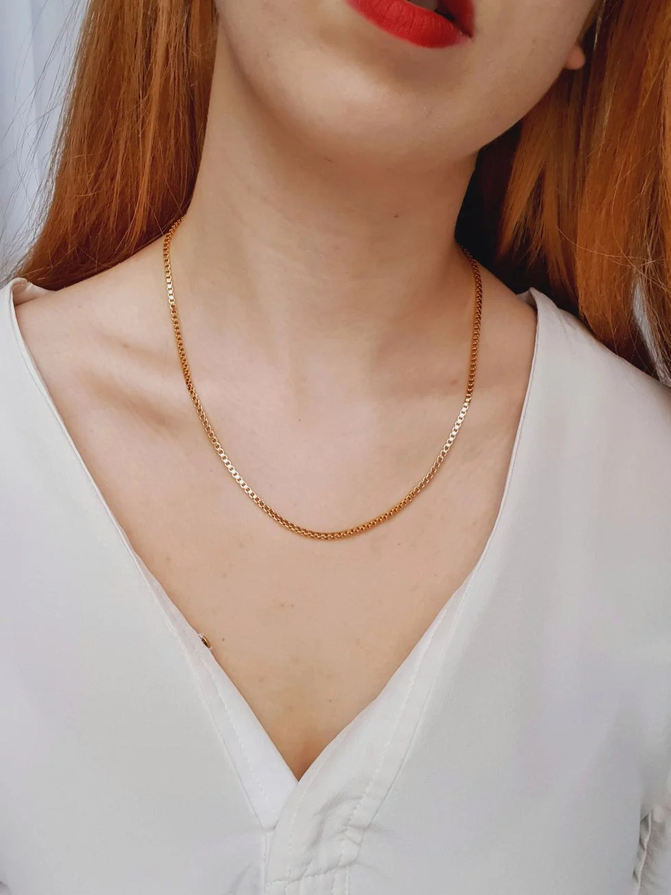 Vintage Gold Plated Thin Box Chain Necklace - Image 2