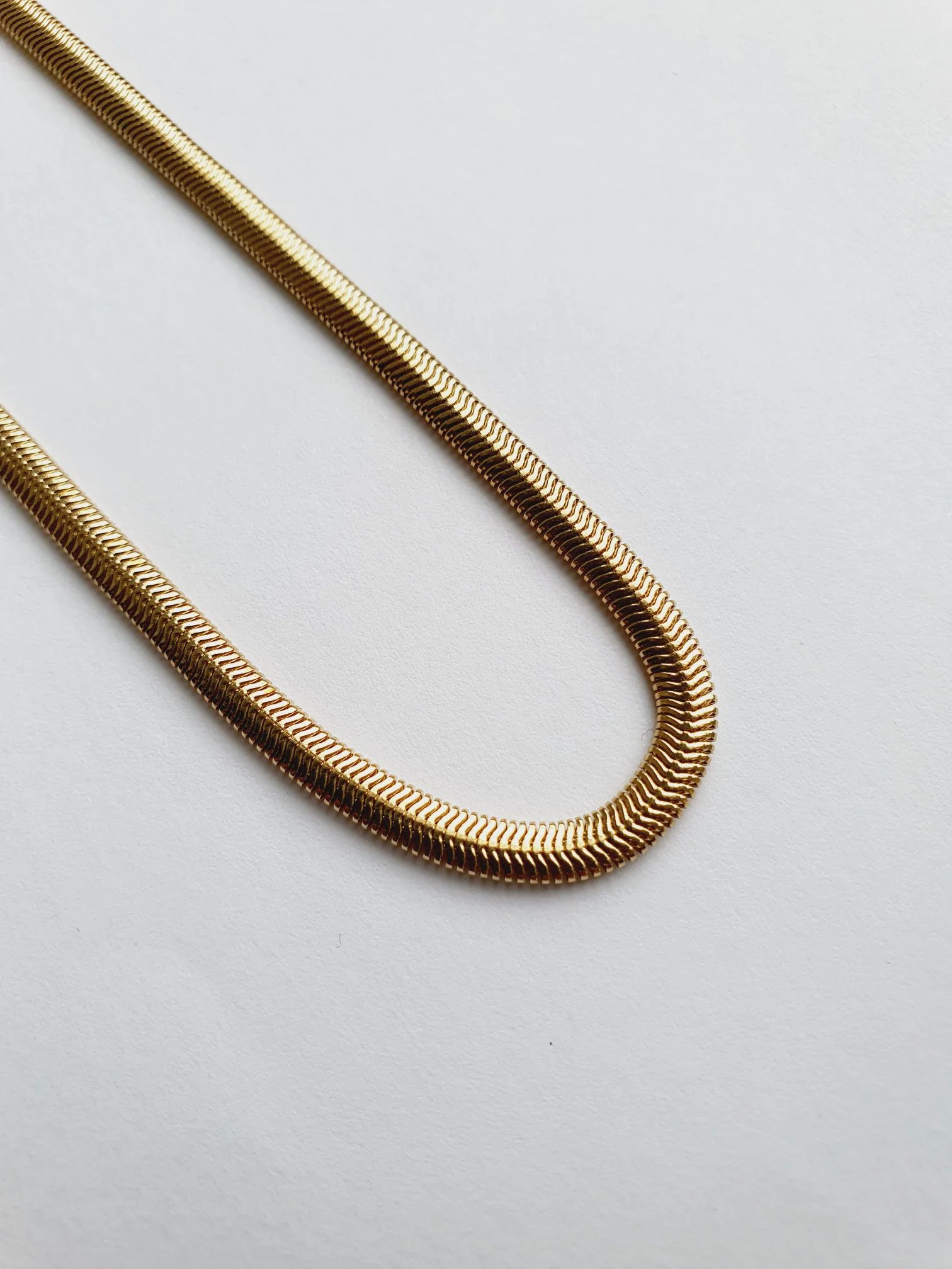 Vintage Gold Plated Thin Herringbone Chain Necklace 18" - Image 2