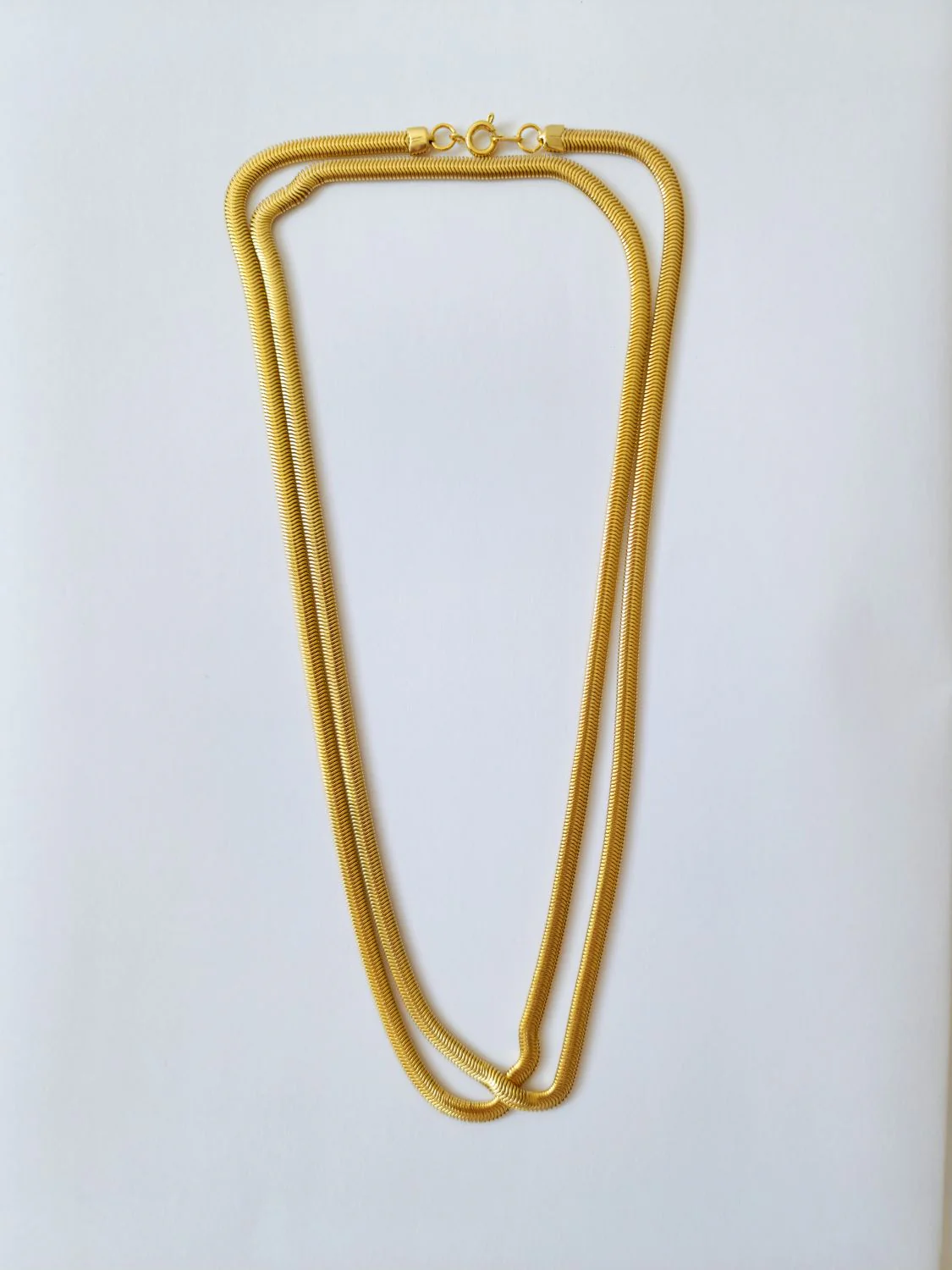 Vintage Gold Plated Thin Herringbone Chain Necklace - Image 4