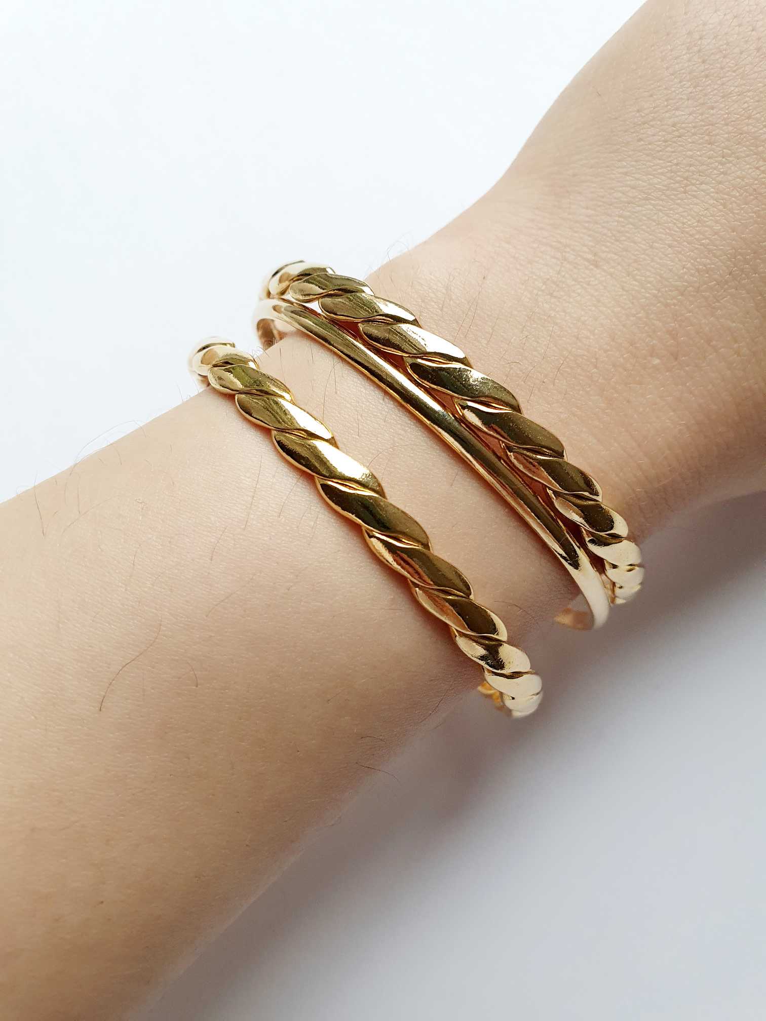 Vintage Gold Plated Triple Bangle Bracelet Set