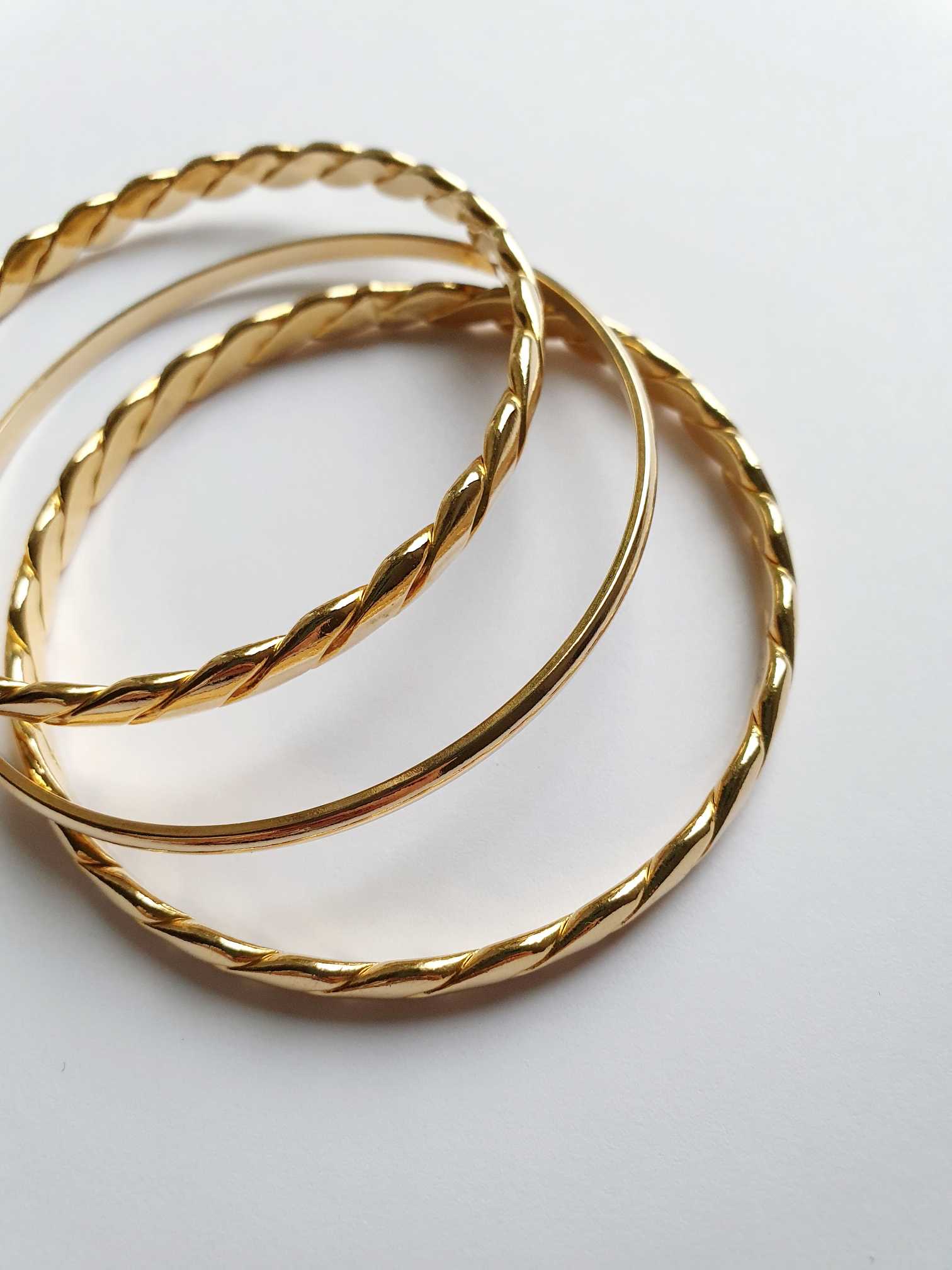 Vintage Gold Plated Triple Bangle Bracelet Set - Image 2