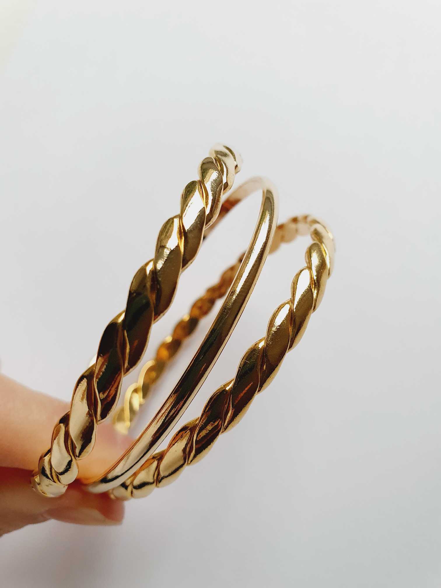 Vintage Gold Plated Triple Bangle Bracelet Set - Image 8
