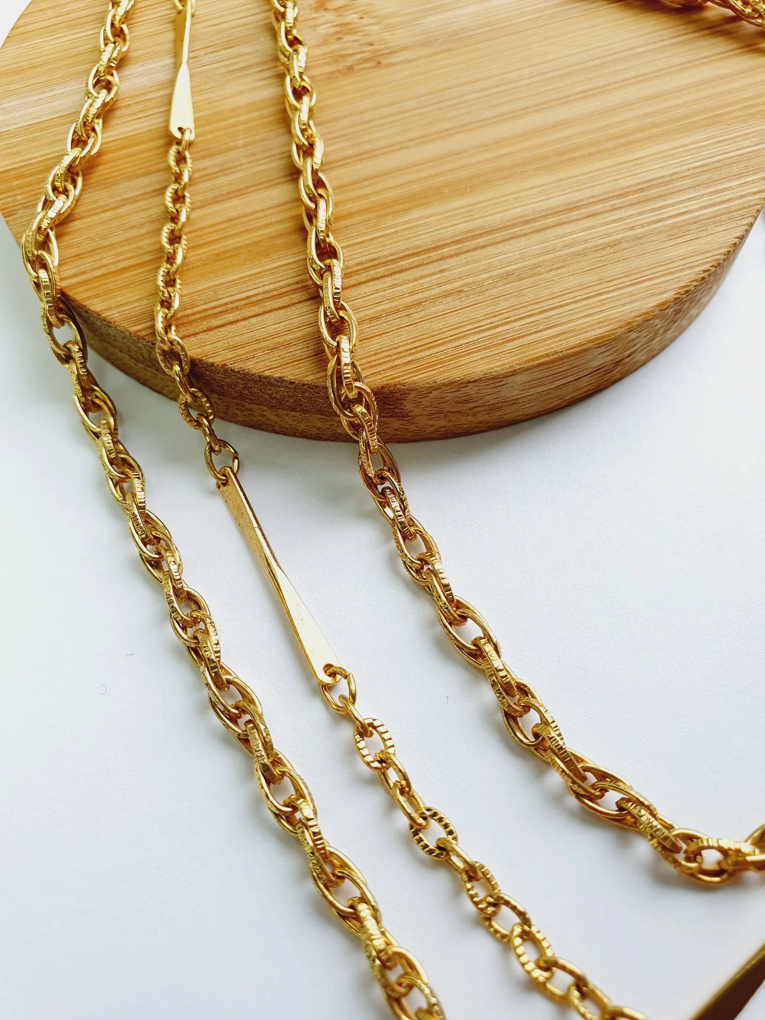 Vintage Gold Plated Triple Chain Necklace - Image 3