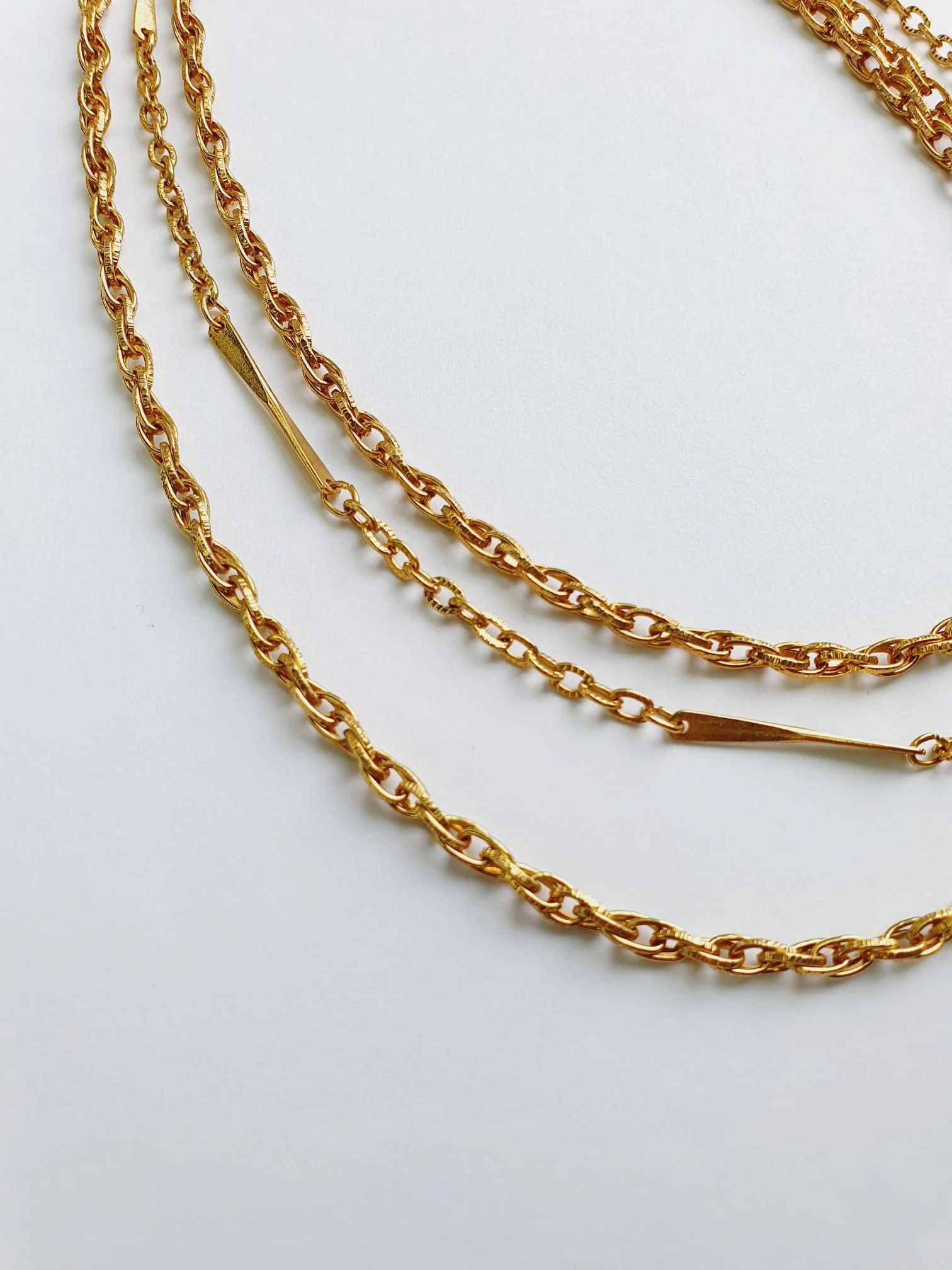 Vintage Gold Plated Triple Chain Necklace - Image 5