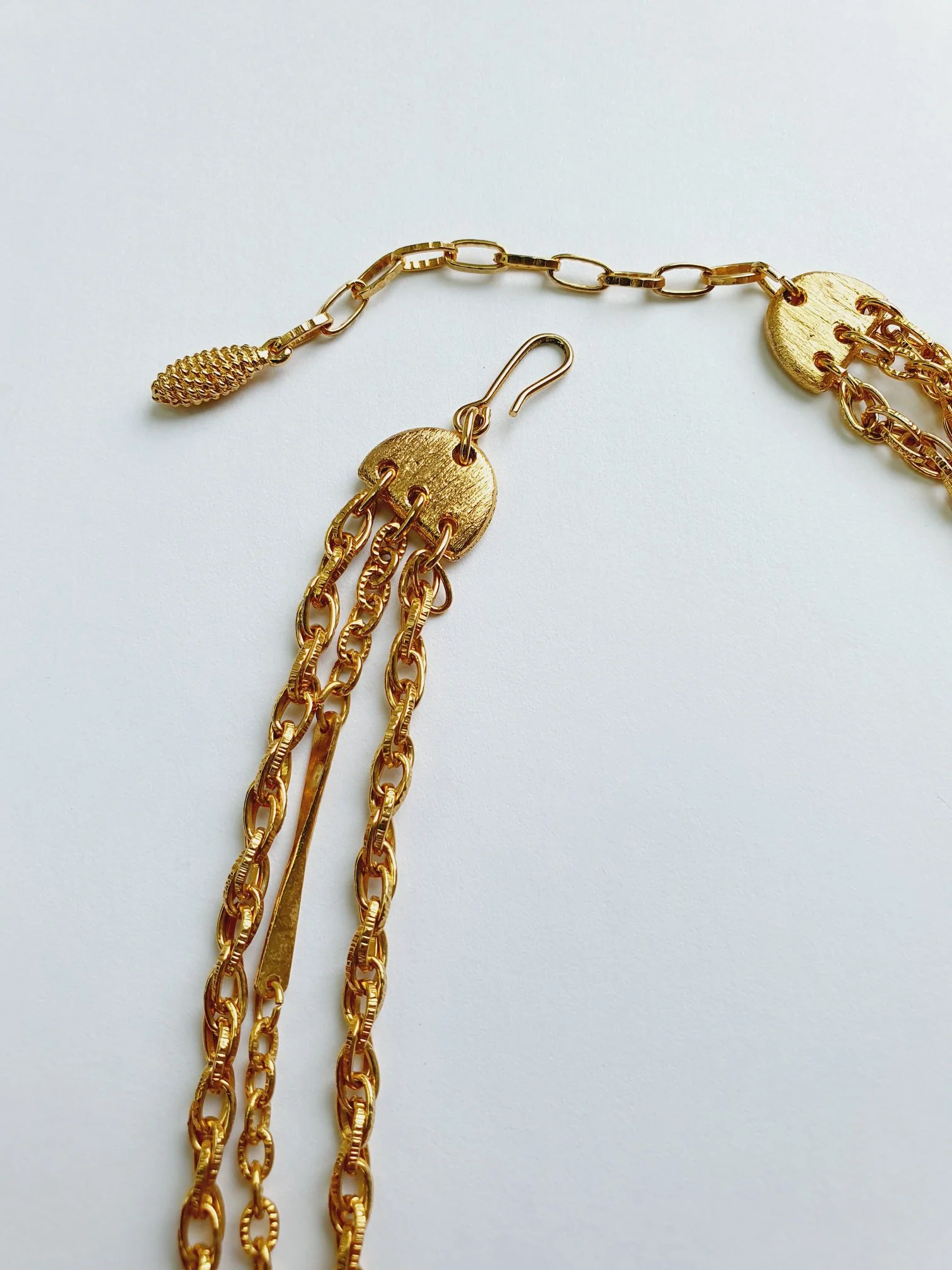 Vintage Gold Plated Triple Chain Necklace - Image 6