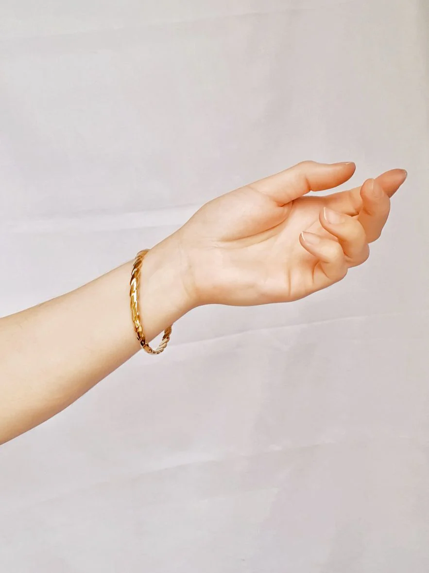 Vintage Gold Plated Twist Bangle Bracelet - Image 2