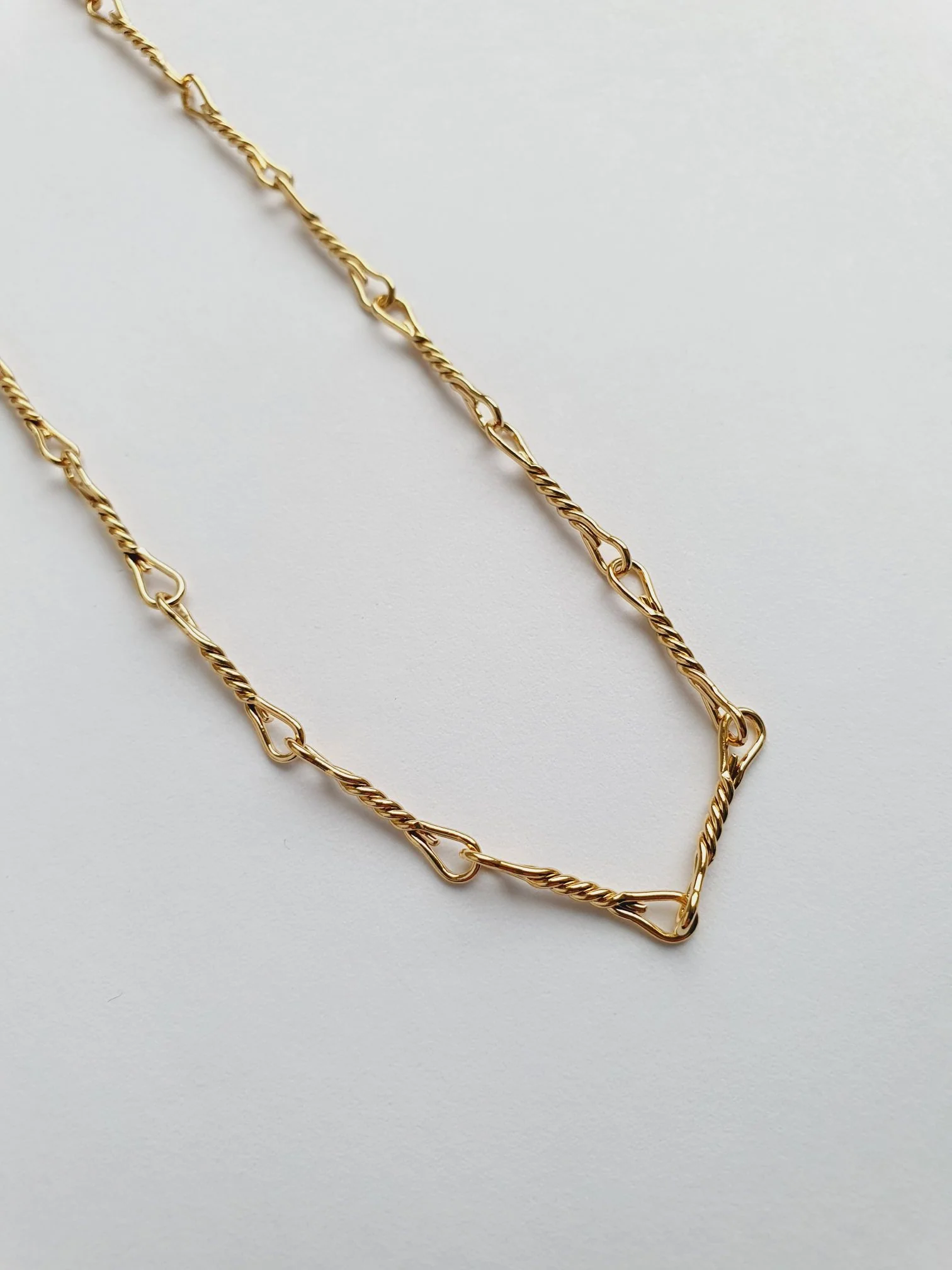Vintage Gold Plated Twist Bar Link Chain Necklace
