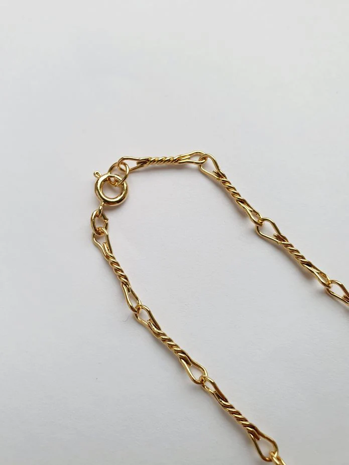 Vintage Gold Plated Twist Bar Link Chain Necklace - Image 4