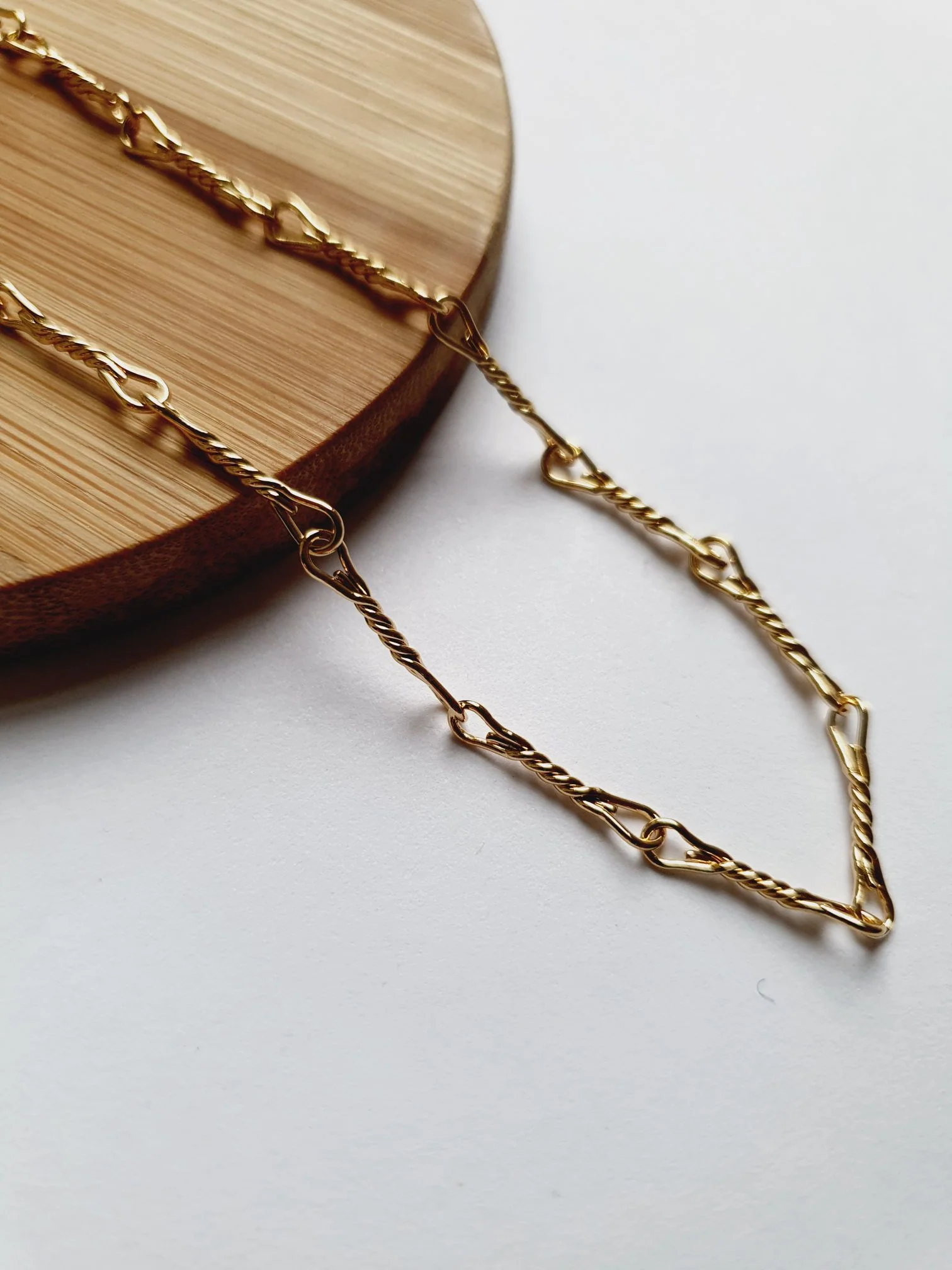 Vintage Gold Plated Twist Bar Link Chain Necklace - Image 5