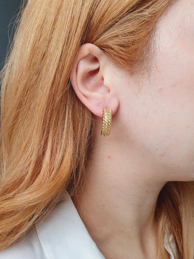Vintage Gold Plated Twist Half Hoop Earrings - Image 2