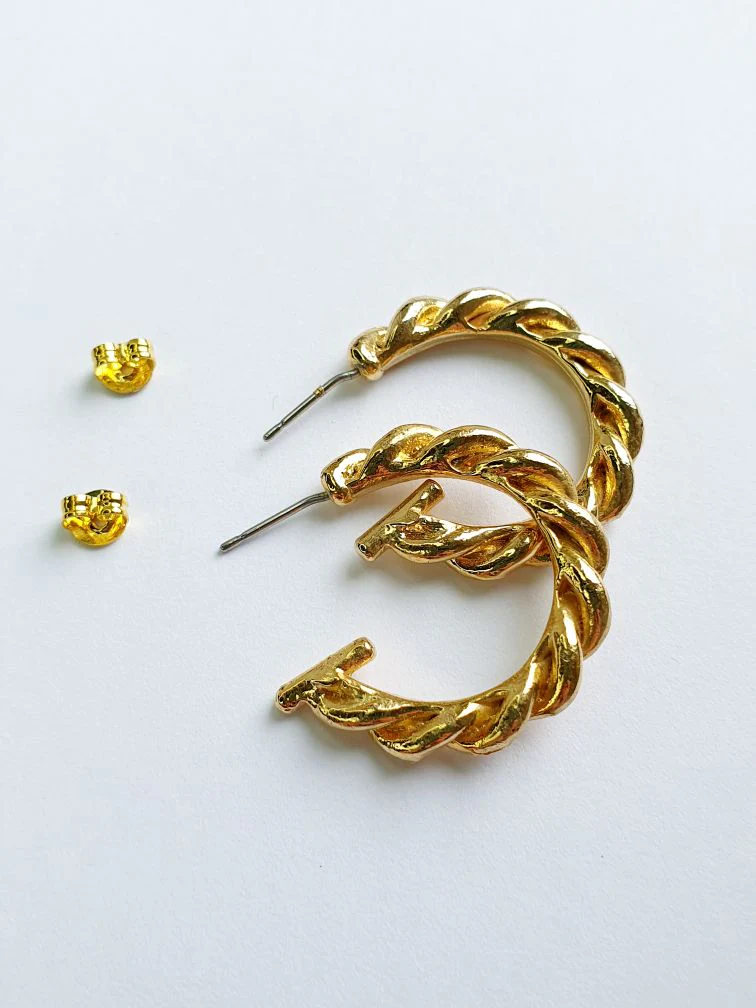 Vintage Gold Plated Twist Hoops - Image 6