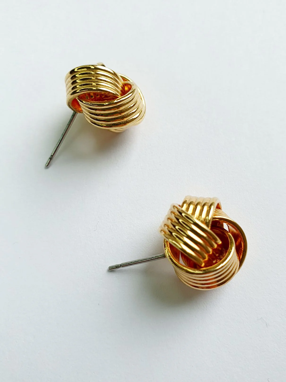 Vintage Gold Plated Twist Knot Stud Earrings - Image 4