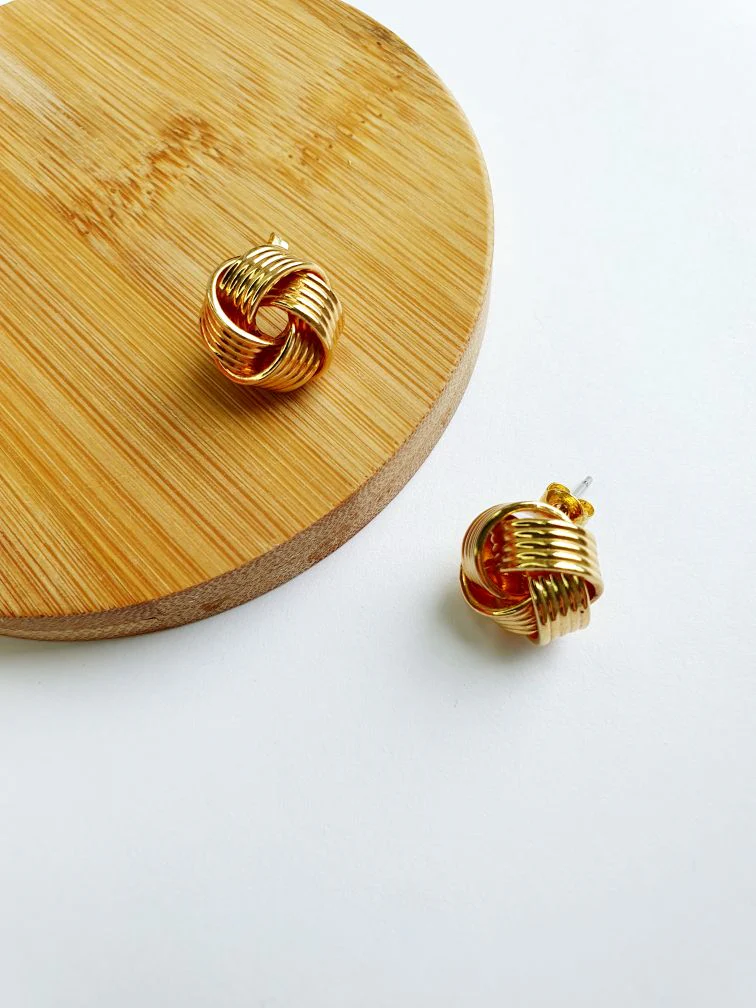 Vintage Gold Plated Twist Knot Stud Earrings - Image 6