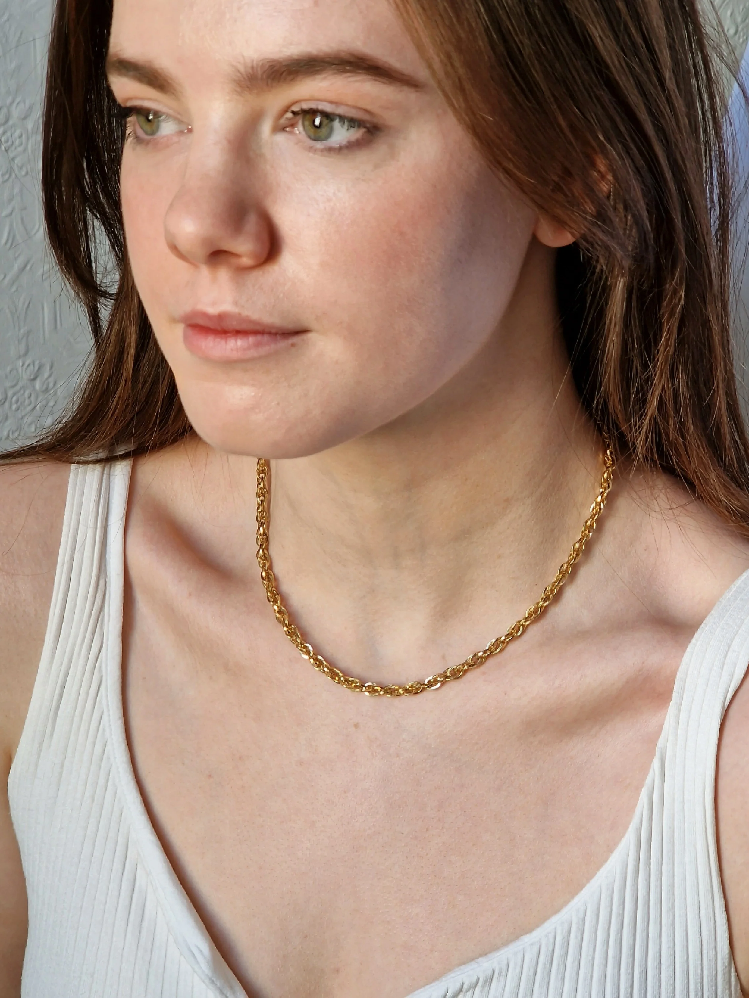 Vintage Gold Plated Wheat Chain Necklace 16" - Image 7