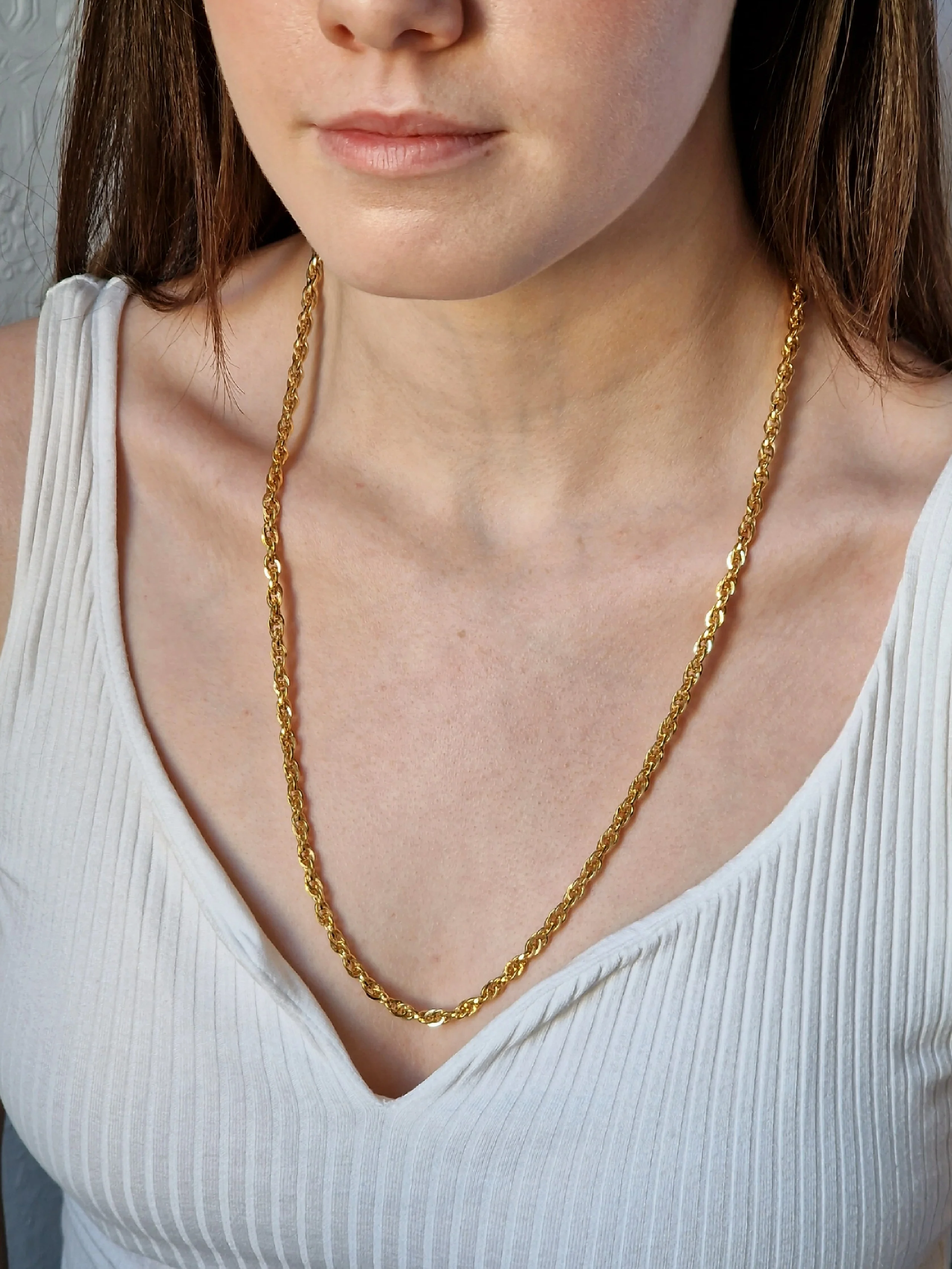 Vintage Gold Plated Wheat Chain Necklace 24" - Image 5
