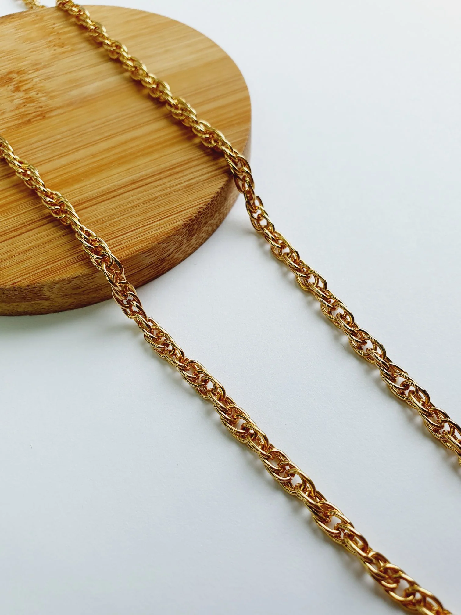 Vintage Gold Plated Wheat Chain Necklace 24" - Image 6