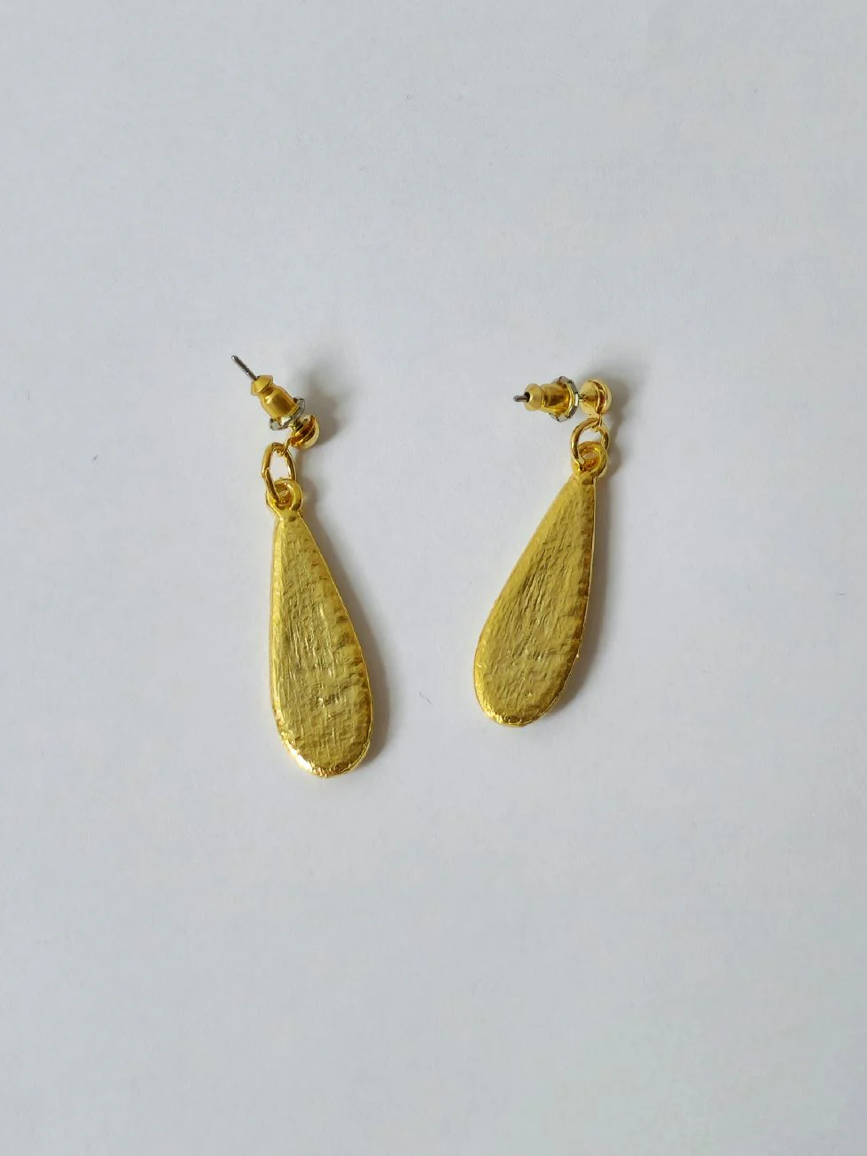 Vintage Gold Plated White Enamel Drop Earrings - Image 3