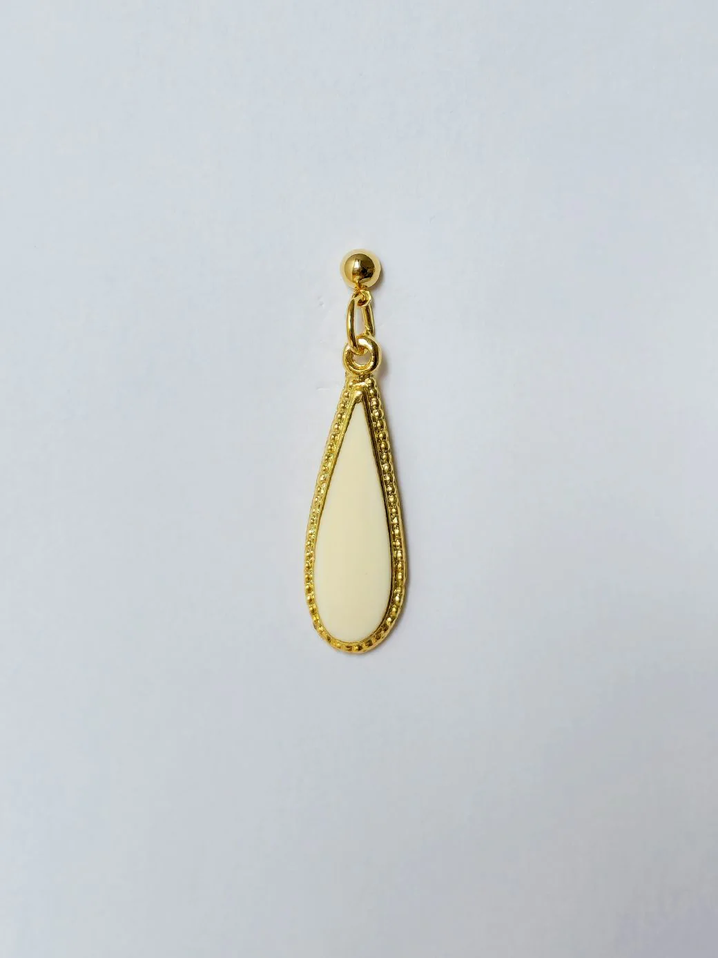 Vintage Gold Plated White Enamel Drop Earrings - Image 4