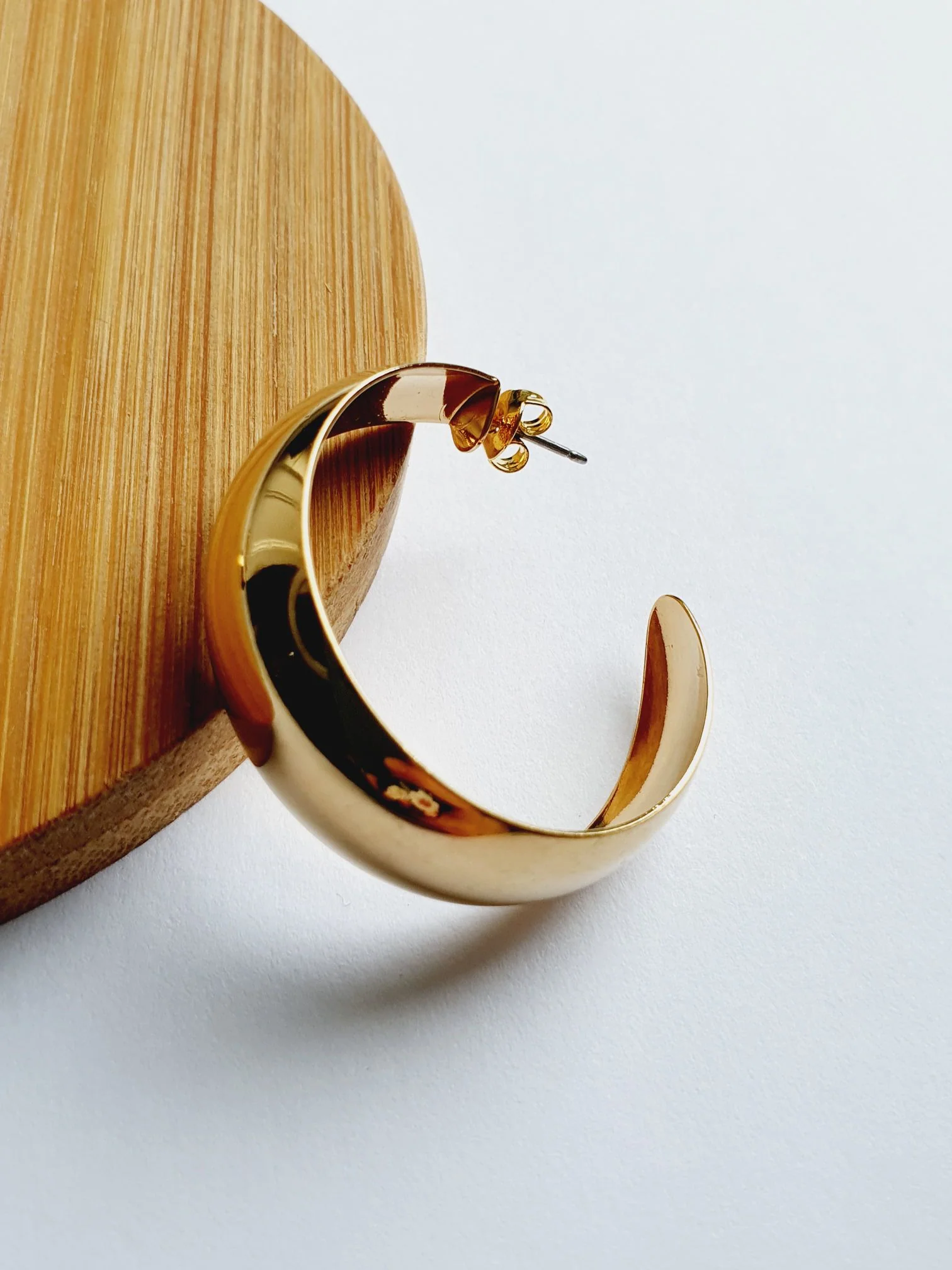 Vintage Gold Plated Wide Hoops - Image 3