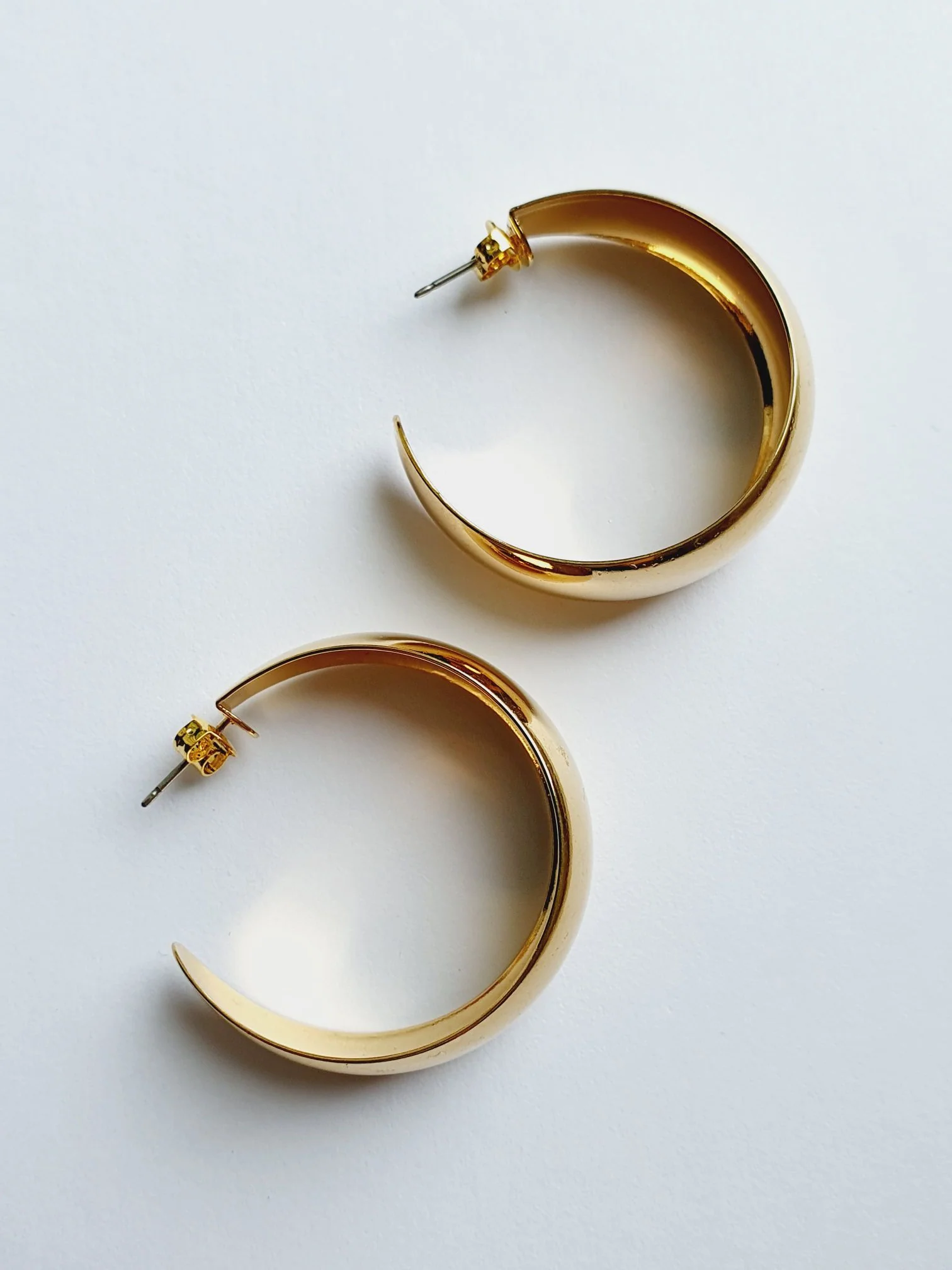 Vintage Gold Plated Wide Hoops - Image 6