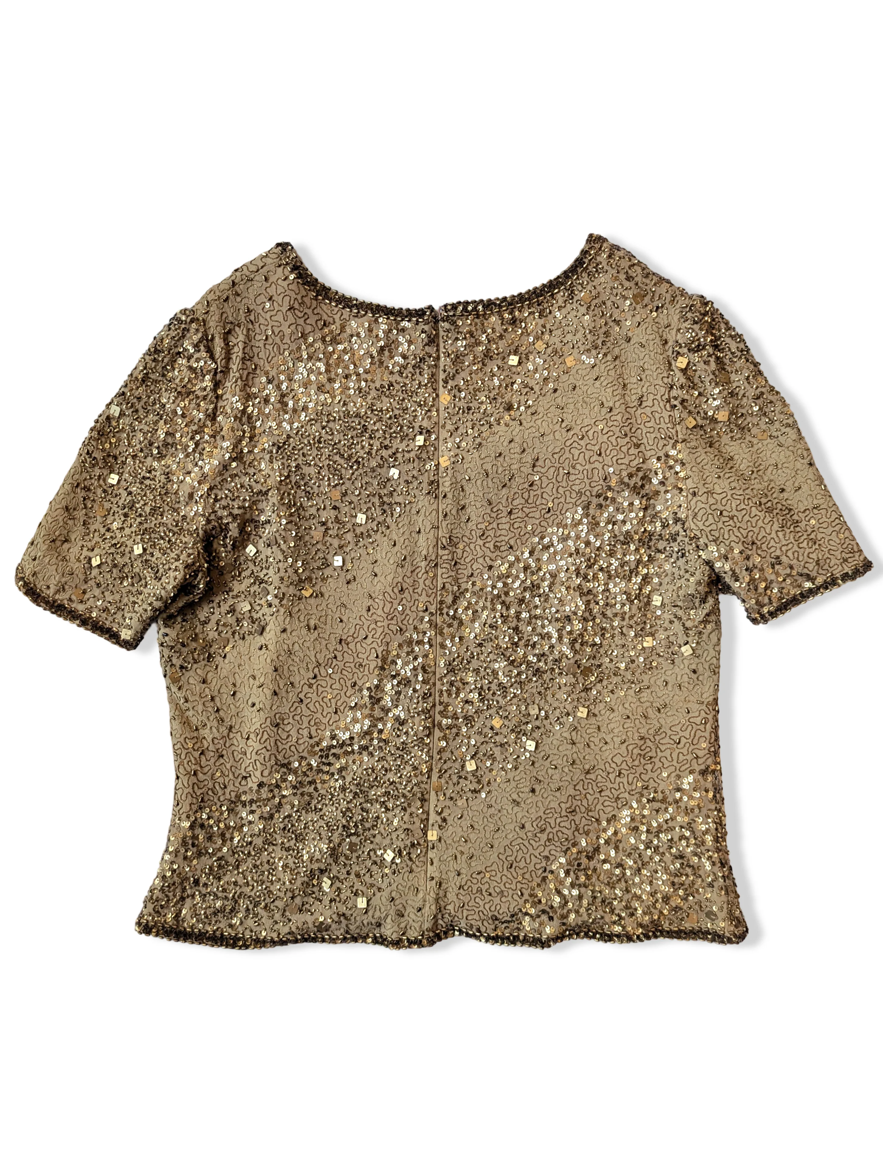 Vintage Frank Usher Gold Sequin Top - S/M - Image 3