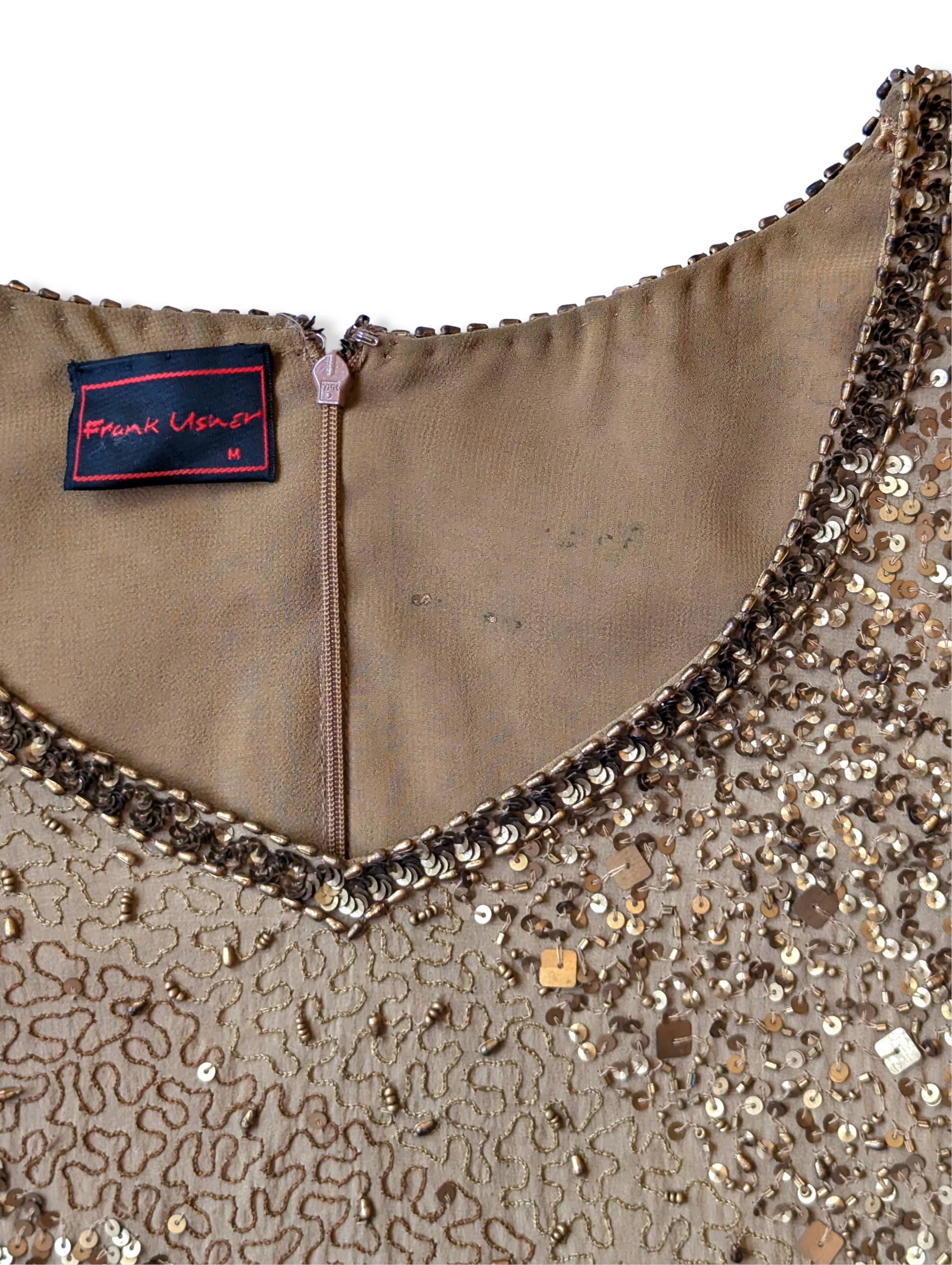Vintage Frank Usher Gold Sequin Top - S/M - Image 5