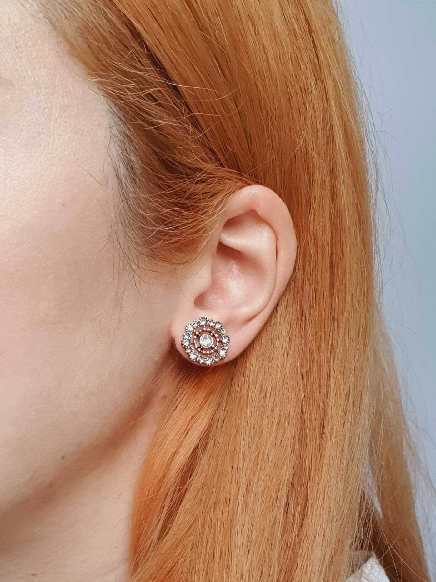 Vintage Gold Toned Crystal Stud Earrings - Image 2