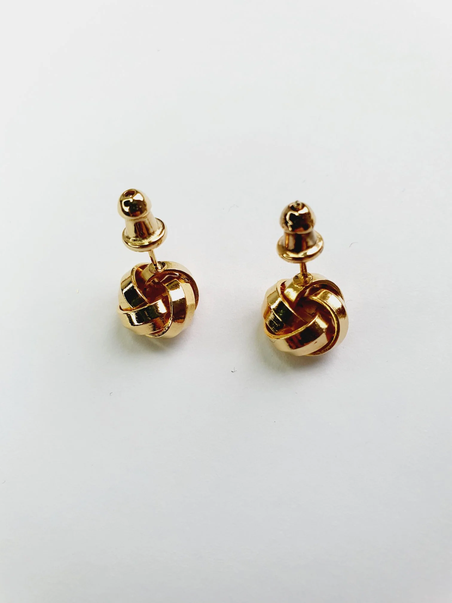 Vintage Gold Toned Twist Knot Stud Earrings - Image 3