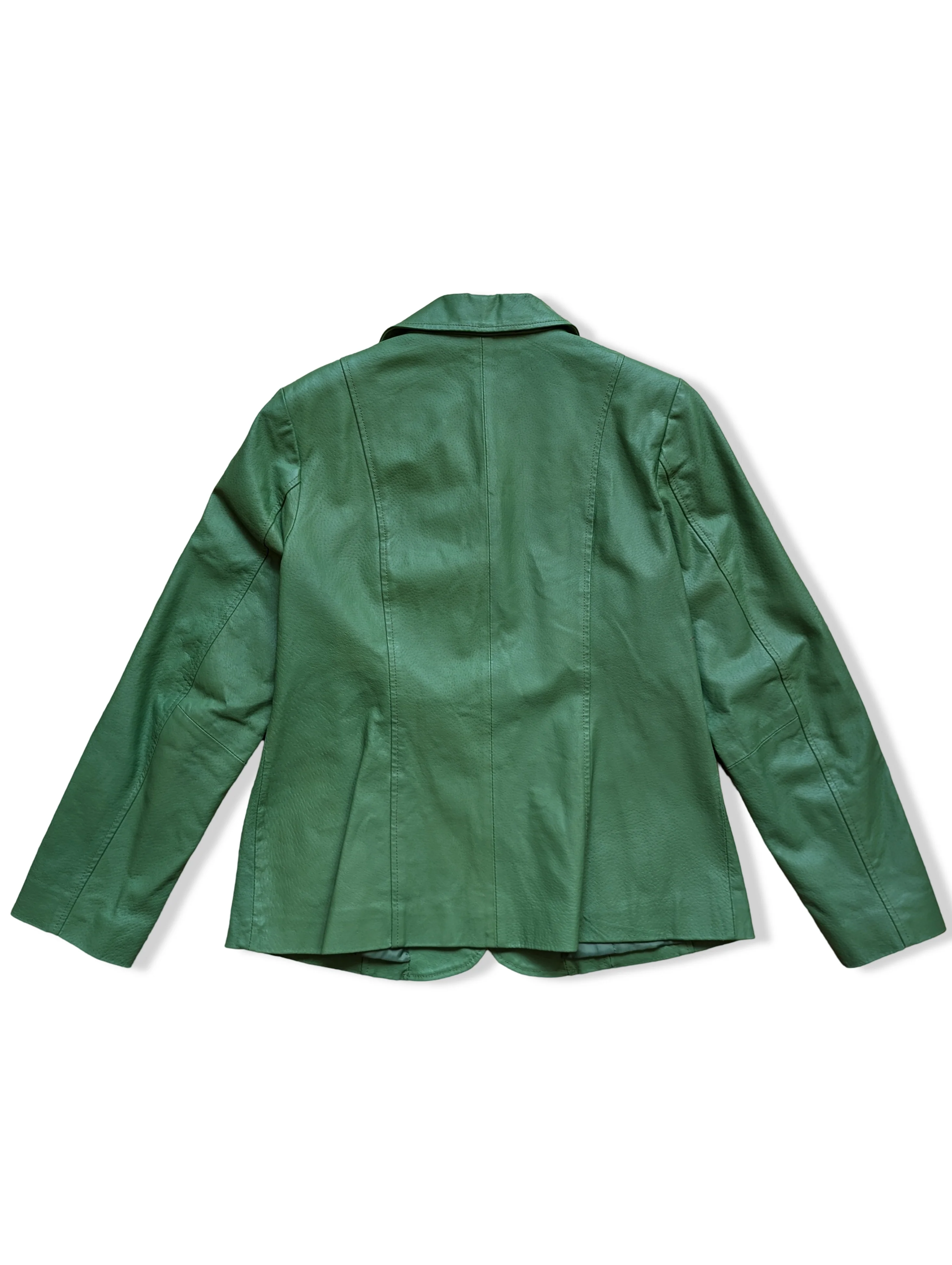 Vintage Green Leather Blazer Jacket - S/M - Image 3