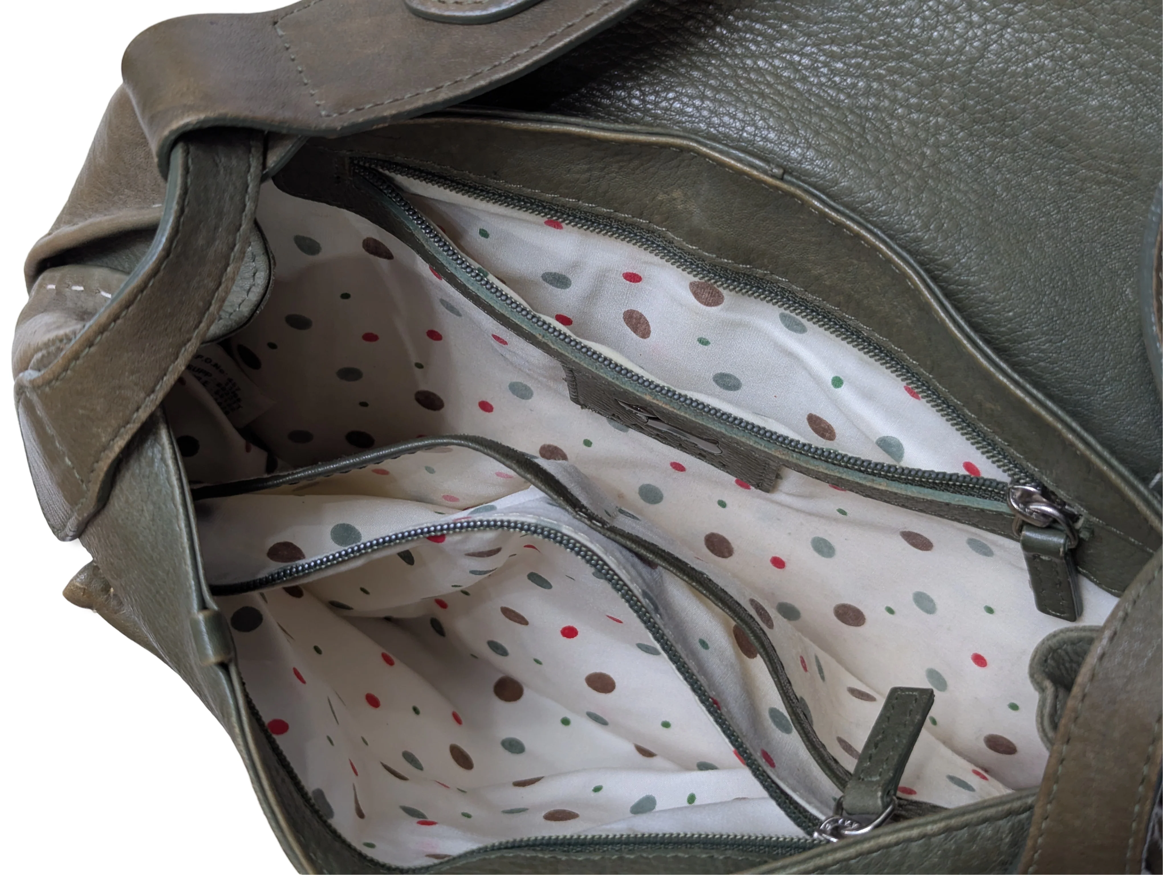 Vintage Khaki Green Leather Radley Shoulder Bag - Image 5