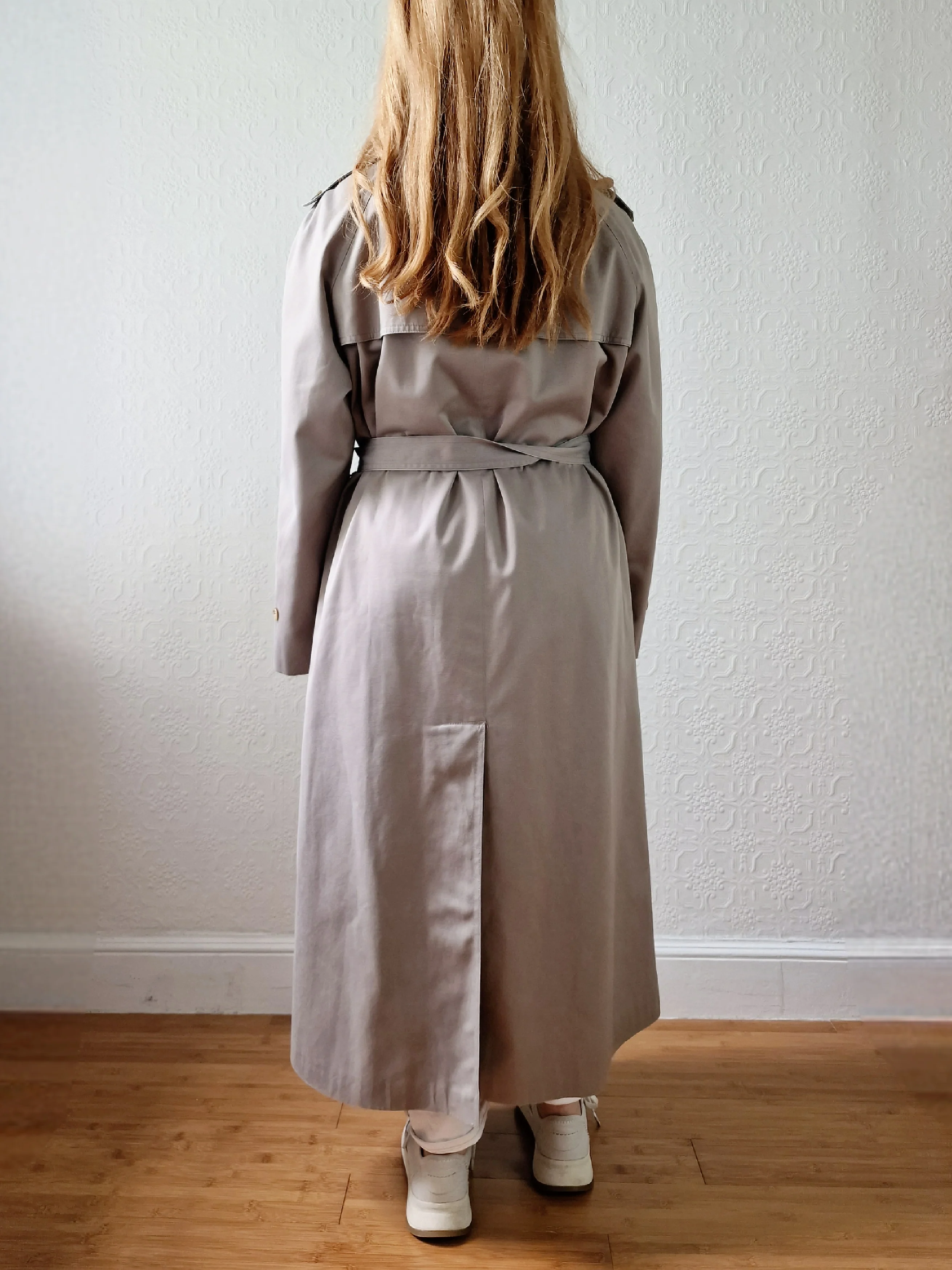Vintage Grey Beige Single Breasted Trench Coat with Belt by Dannimac - S/M - Image 3