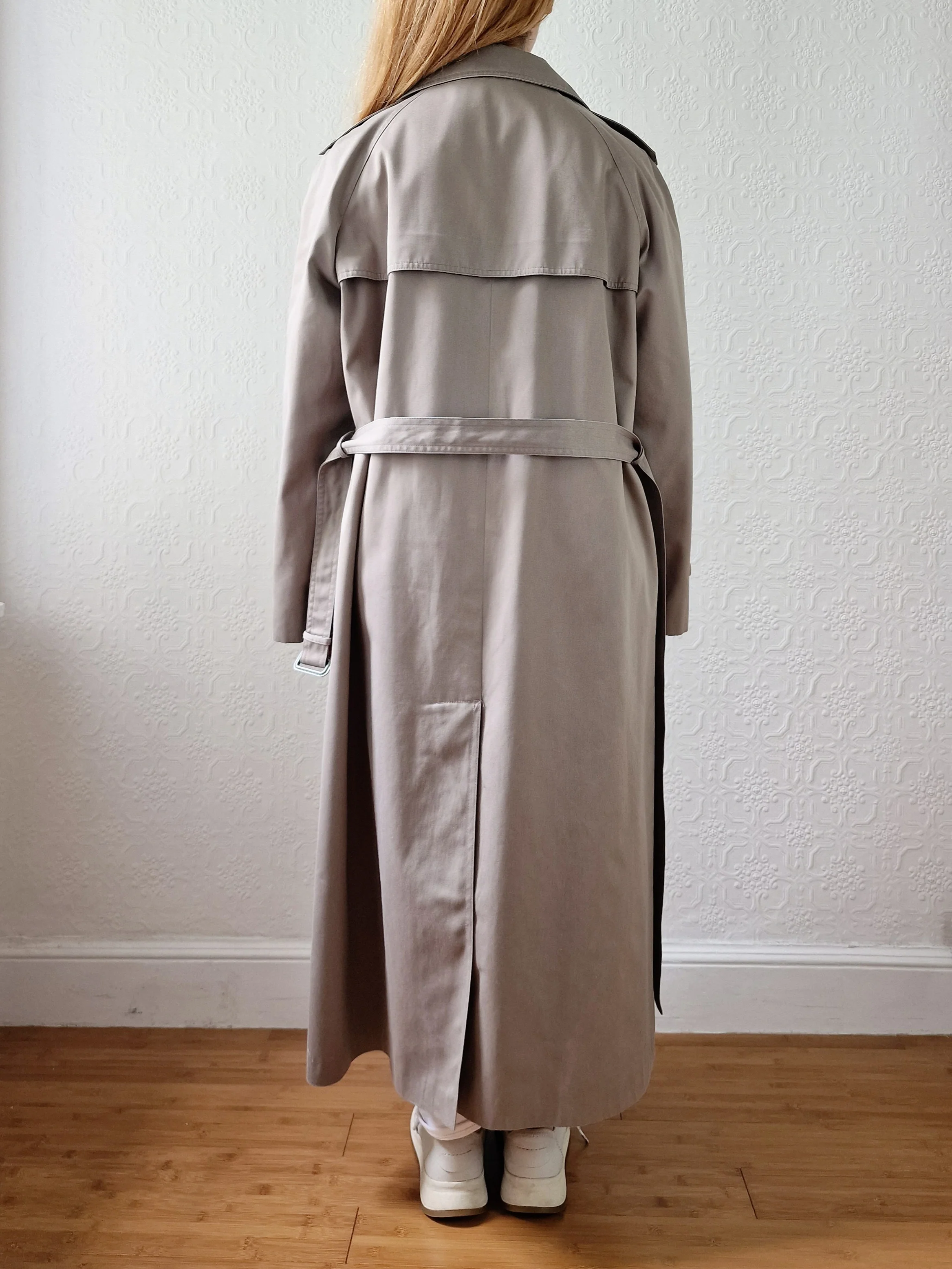 Vintage Grey Beige Single Breasted Trench Coat with Belt by Dannimac - S/M - Image 7